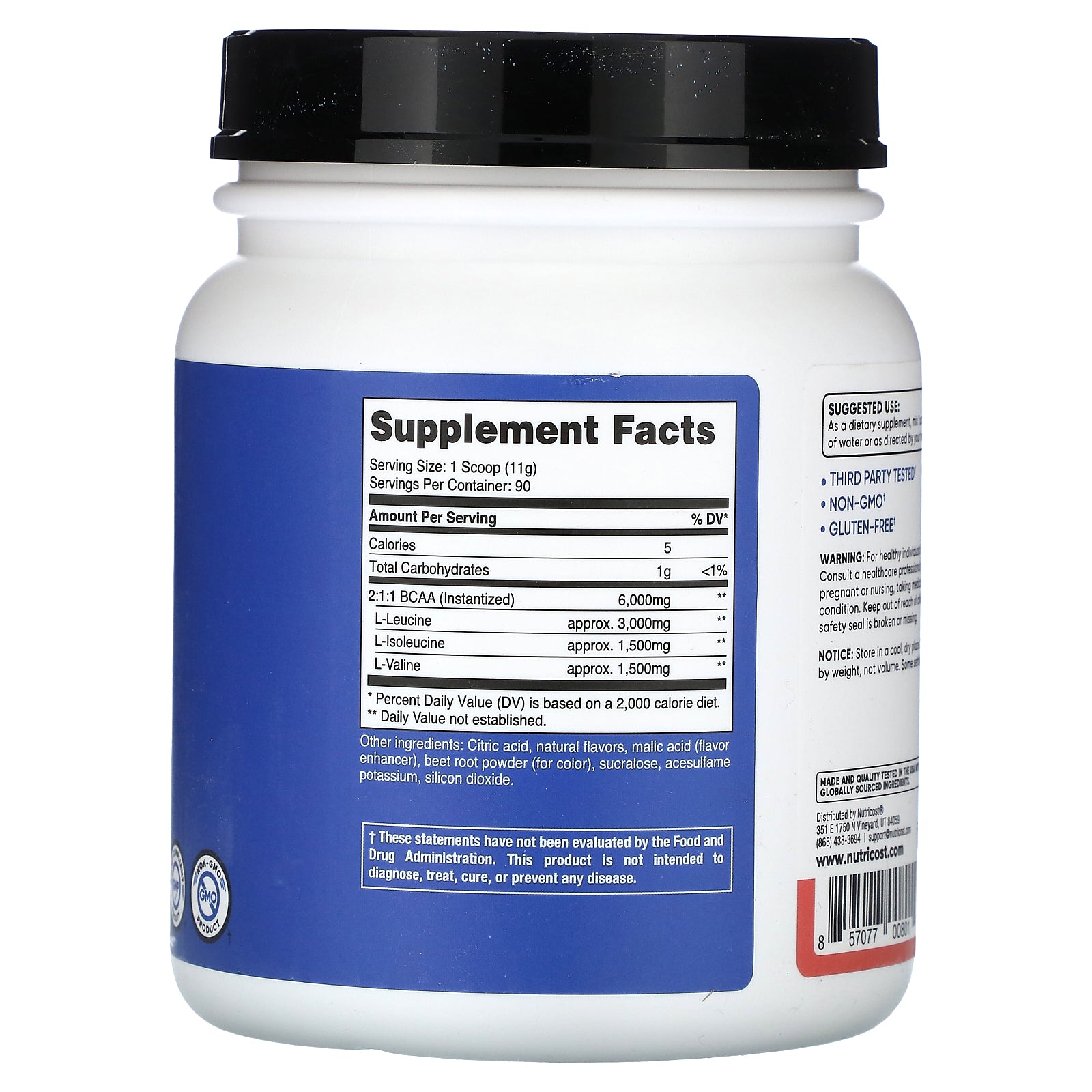 Foto 3 pulgar | Suplemento Nutricost Performance Bcaa De Limonada De Frambuesa 990g - Venta Internacional.