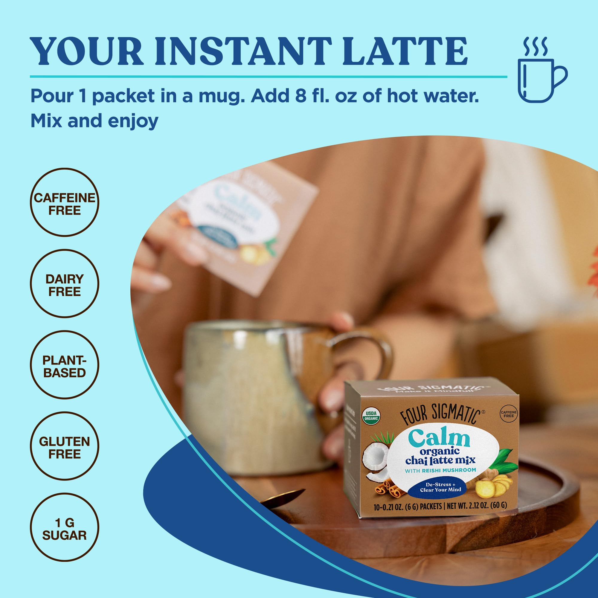 Foto 4 | Café Descafeinado Instantáneo Orgánico Chai Latte Four Sigmatic  10 Unidades - Venta Internacional.