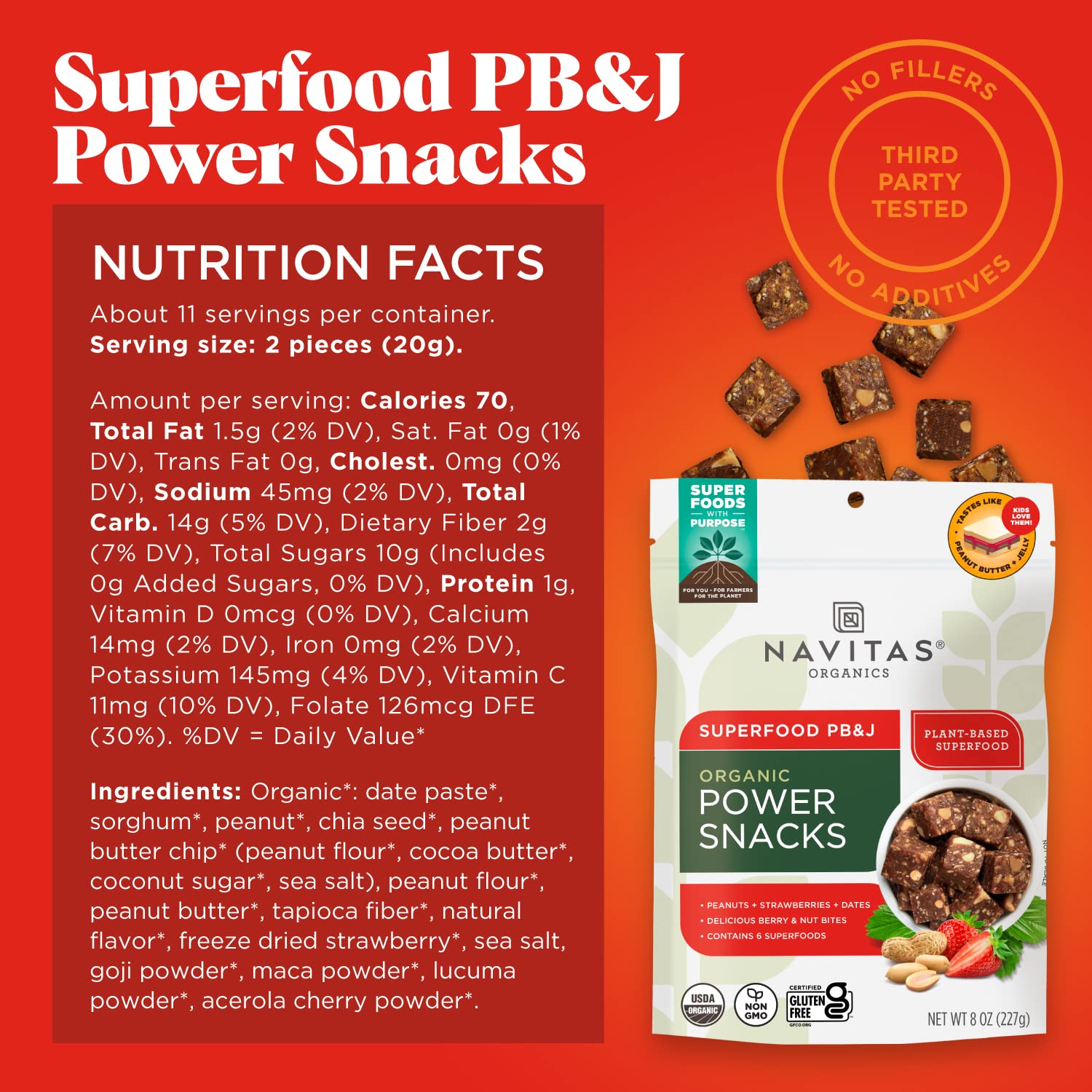 Foto 3 pulgar | Snacks Navitas Organics Superfood Pb&j Power Con Bayas De Goji - Venta Internacional.