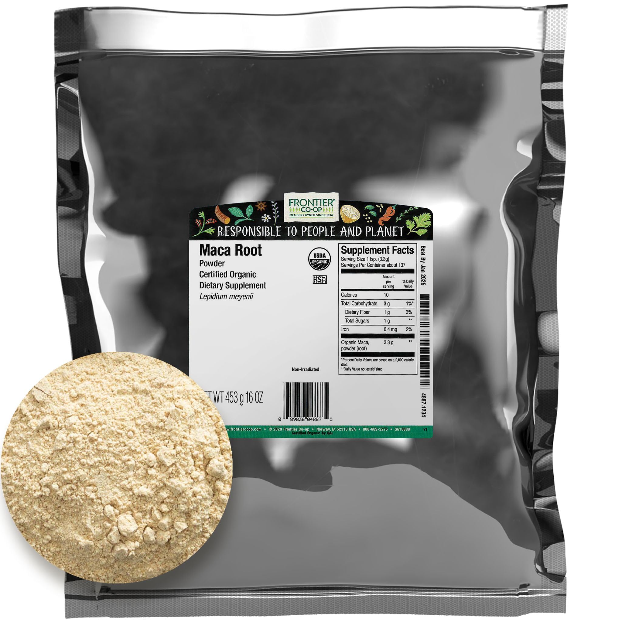 Foto 2 pulgar | Maca En Polvo Frontier Bulk Organic 454 G - Venta Internacional.