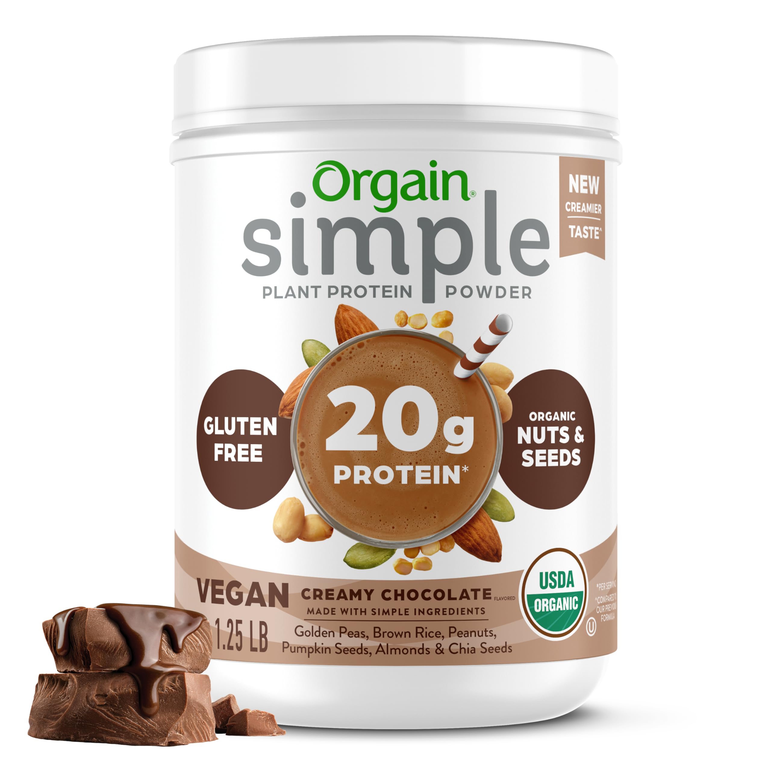 Foto 2 pulgar | Proteína En Polvo Orgain Orgain Organic Simple Vegan Chocolate 570g - Venta Internacional.
