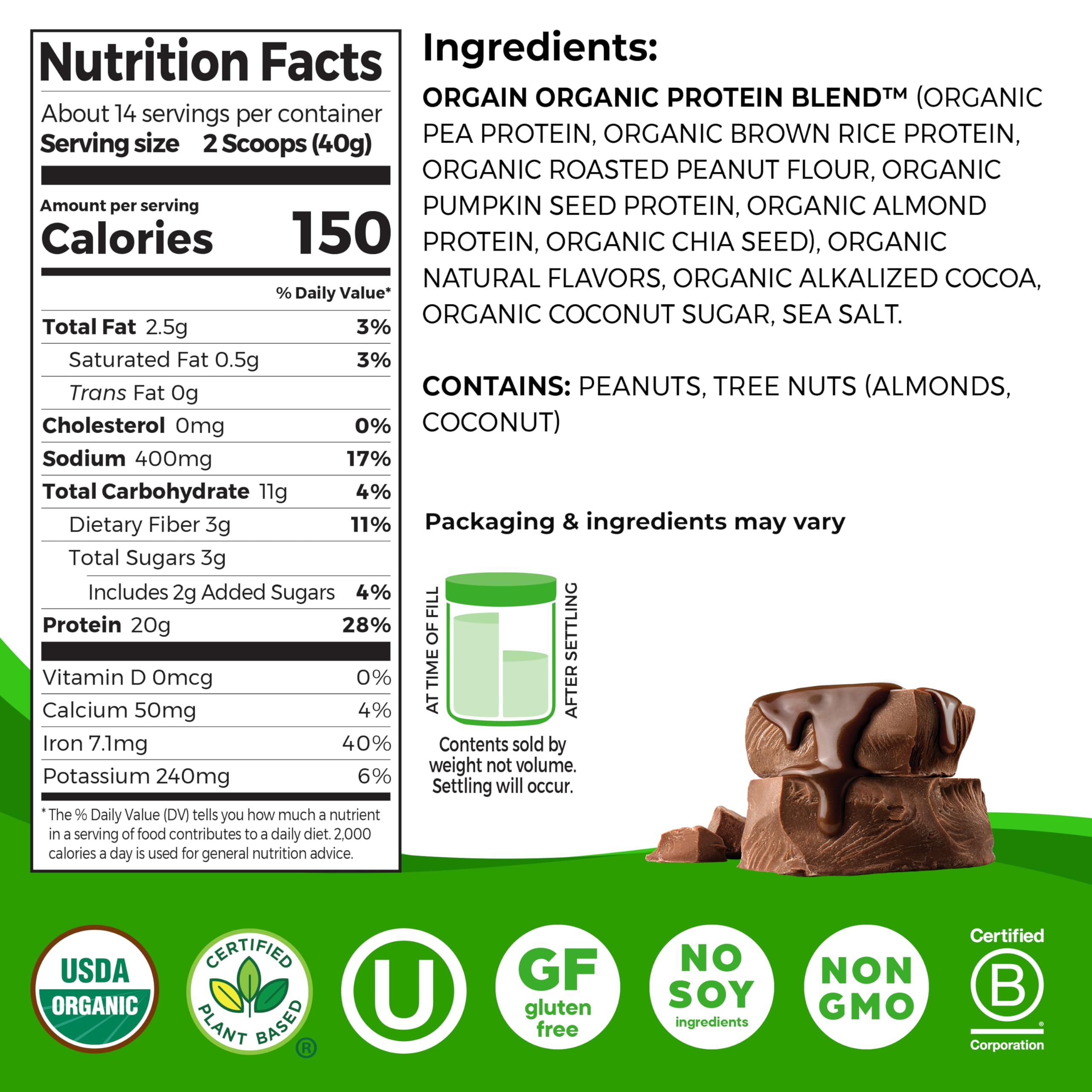 Foto 3 pulgar | Proteína En Polvo Orgain Orgain Organic Simple Vegan Chocolate 570g - Venta Internacional.