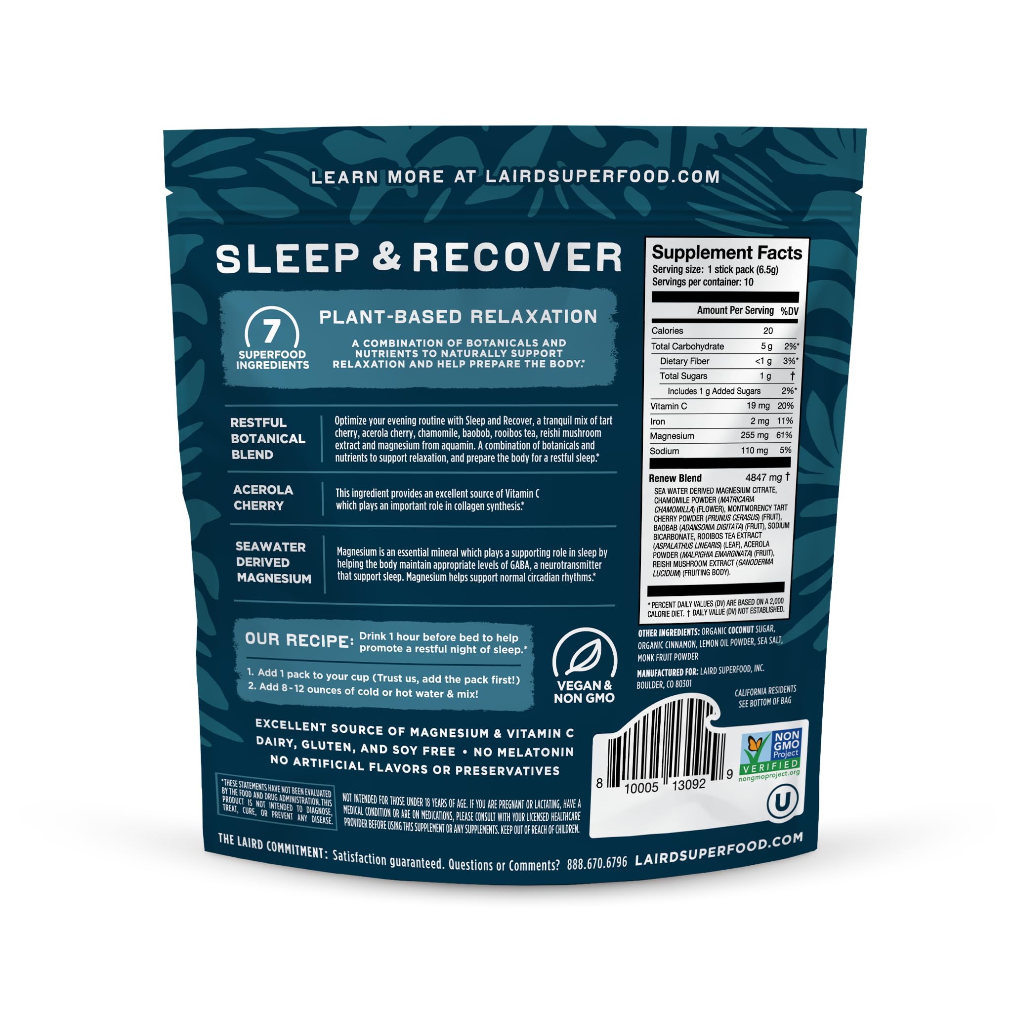 Foto 3 pulgar | Mezcla De Bebidas En Polvo Para Dormir Laird Superfood Sleep & Recover - Venta Internacional.