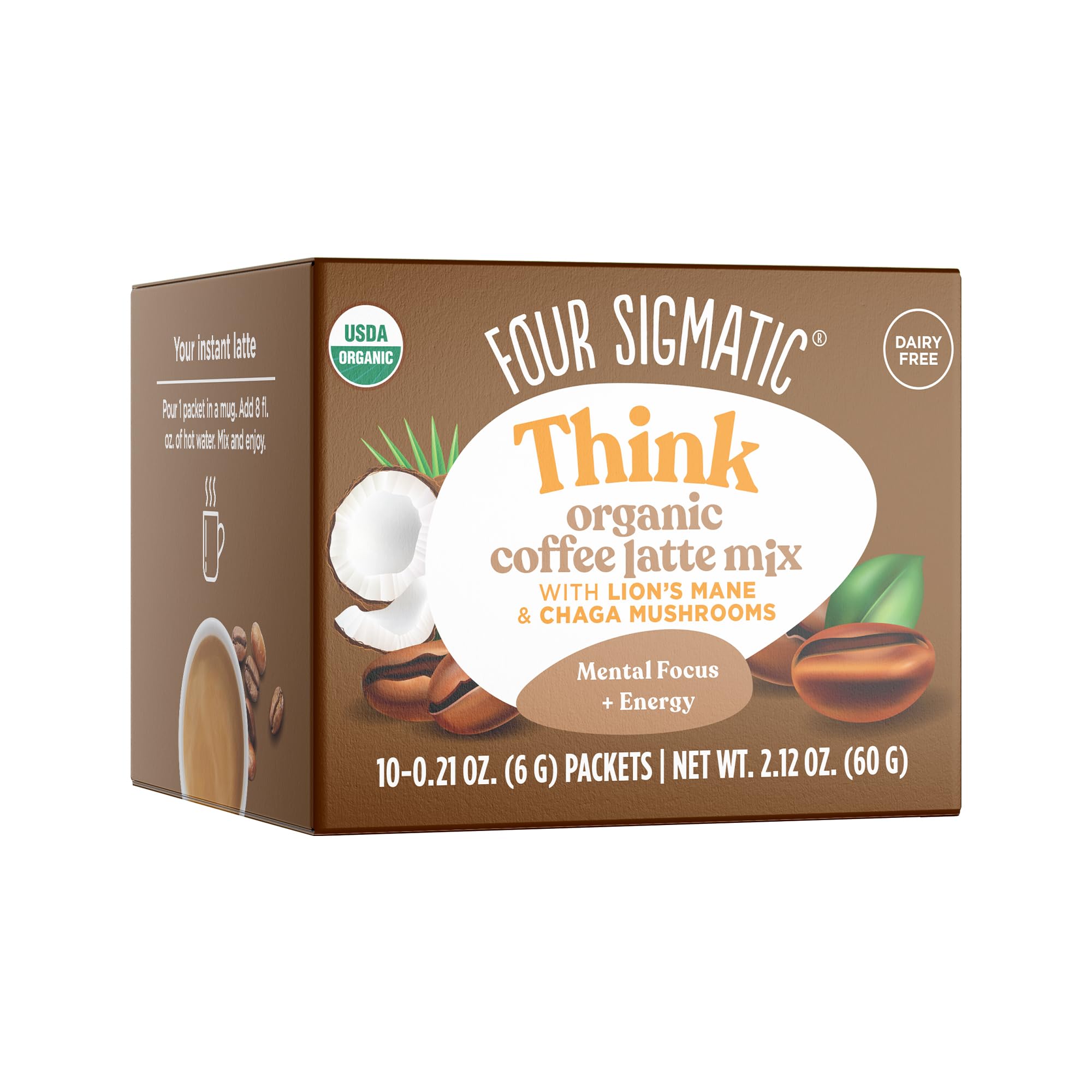 Foto 1 | Coffee Latte Mix Four Sigmatic Con Melena De León  10 Unidades - Venta Internacional.