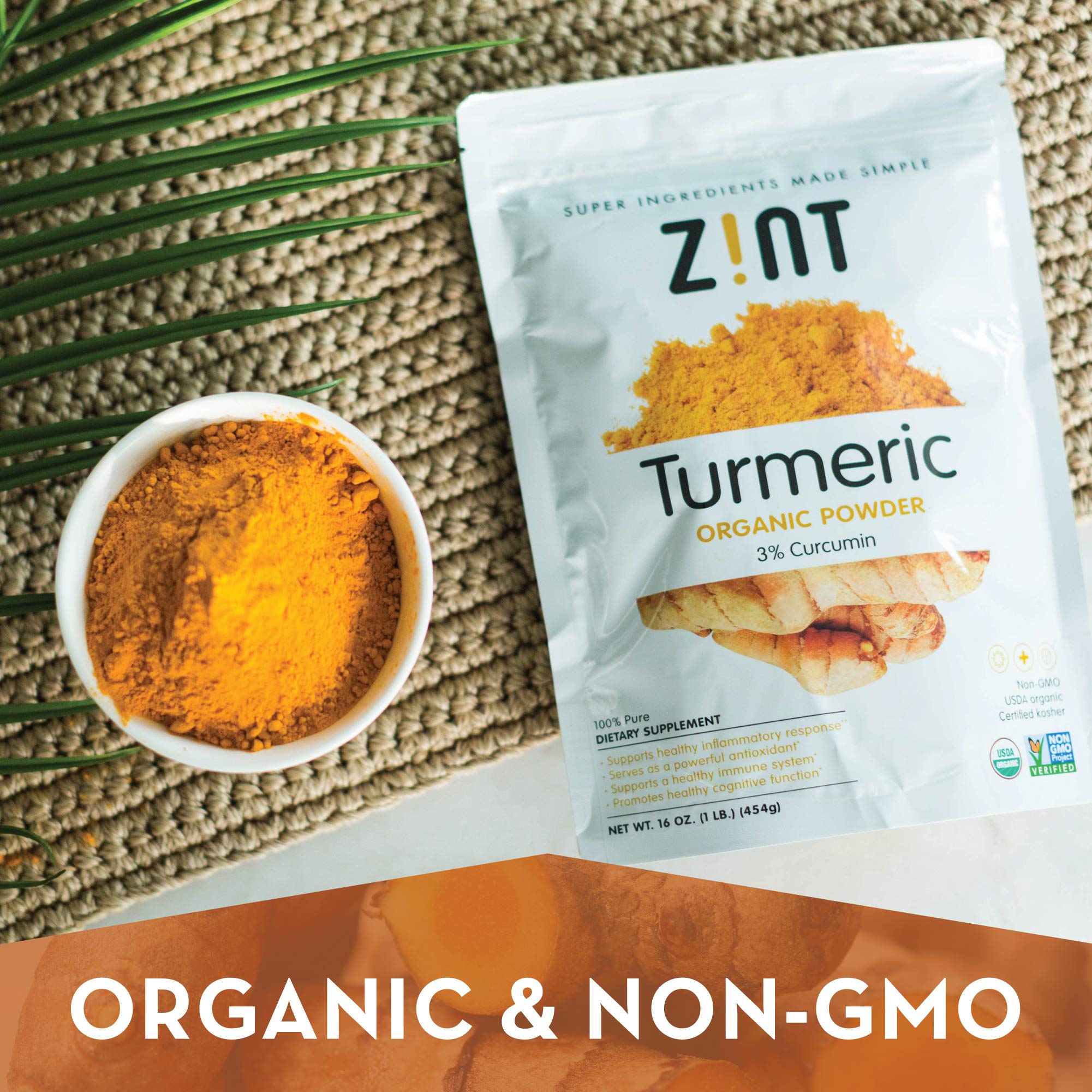 Foto 4 pulgar | Polvo De Cúrcuma Zint Organic Raw 454 G Para Cocinar - Venta Internacional.