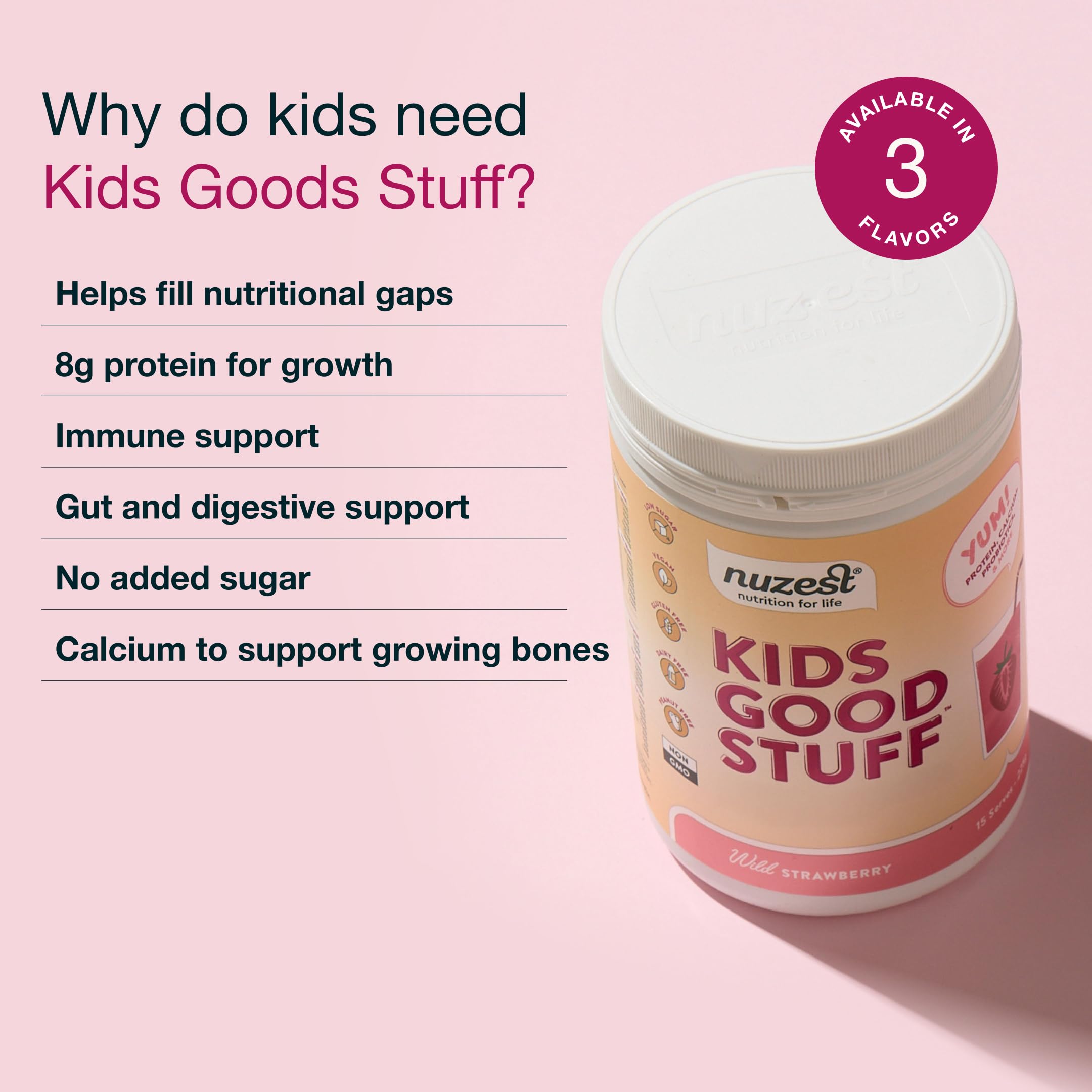 Foto 3 | Suplemento Nuzest Kids Good Stuff Wild Strawberry 225 G - Venta Internacional.