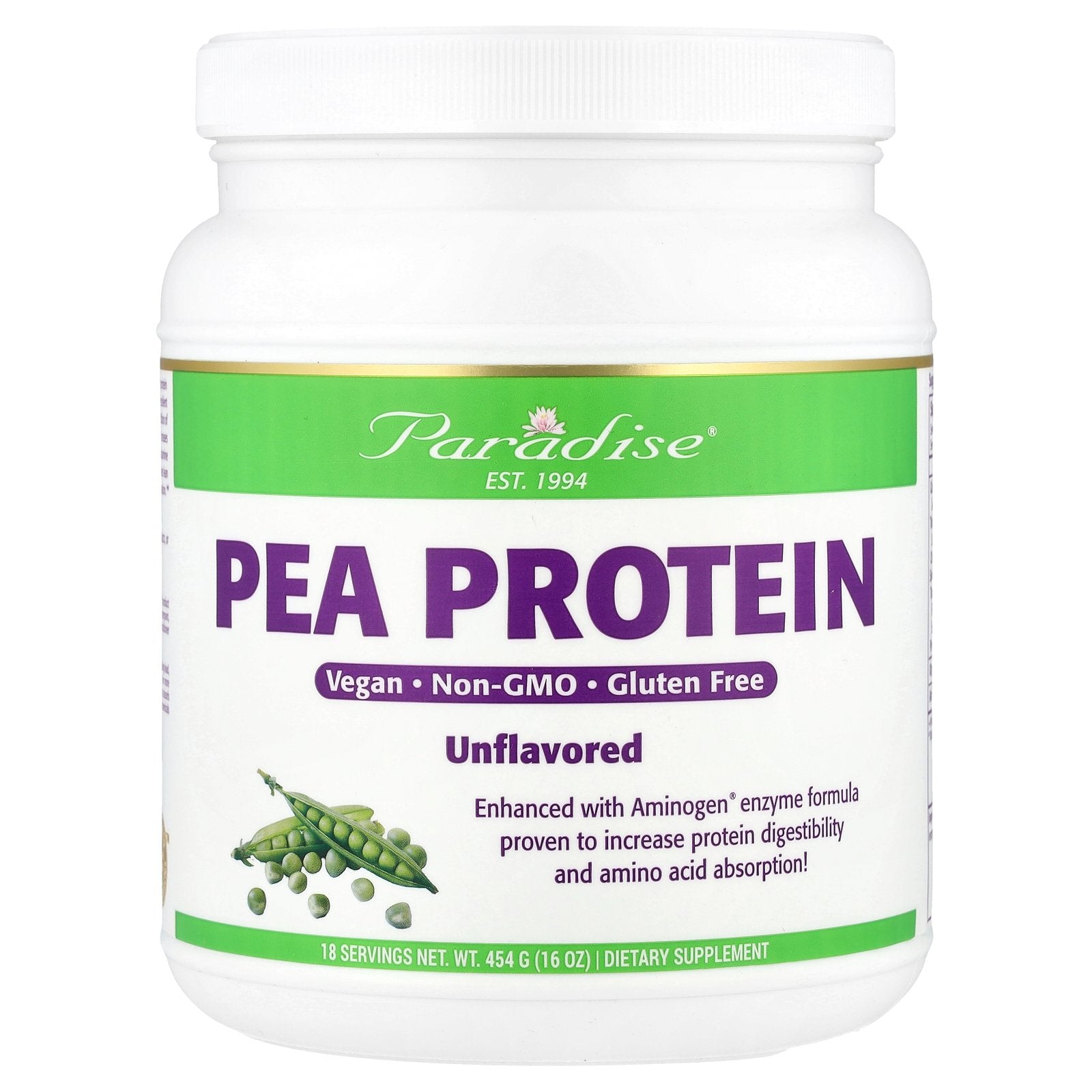 Foto 2 pulgar | Proteína En Polvo Paradise Herbs Proteína De Guisante Sin Sabor  454 G - Venta Internacional.