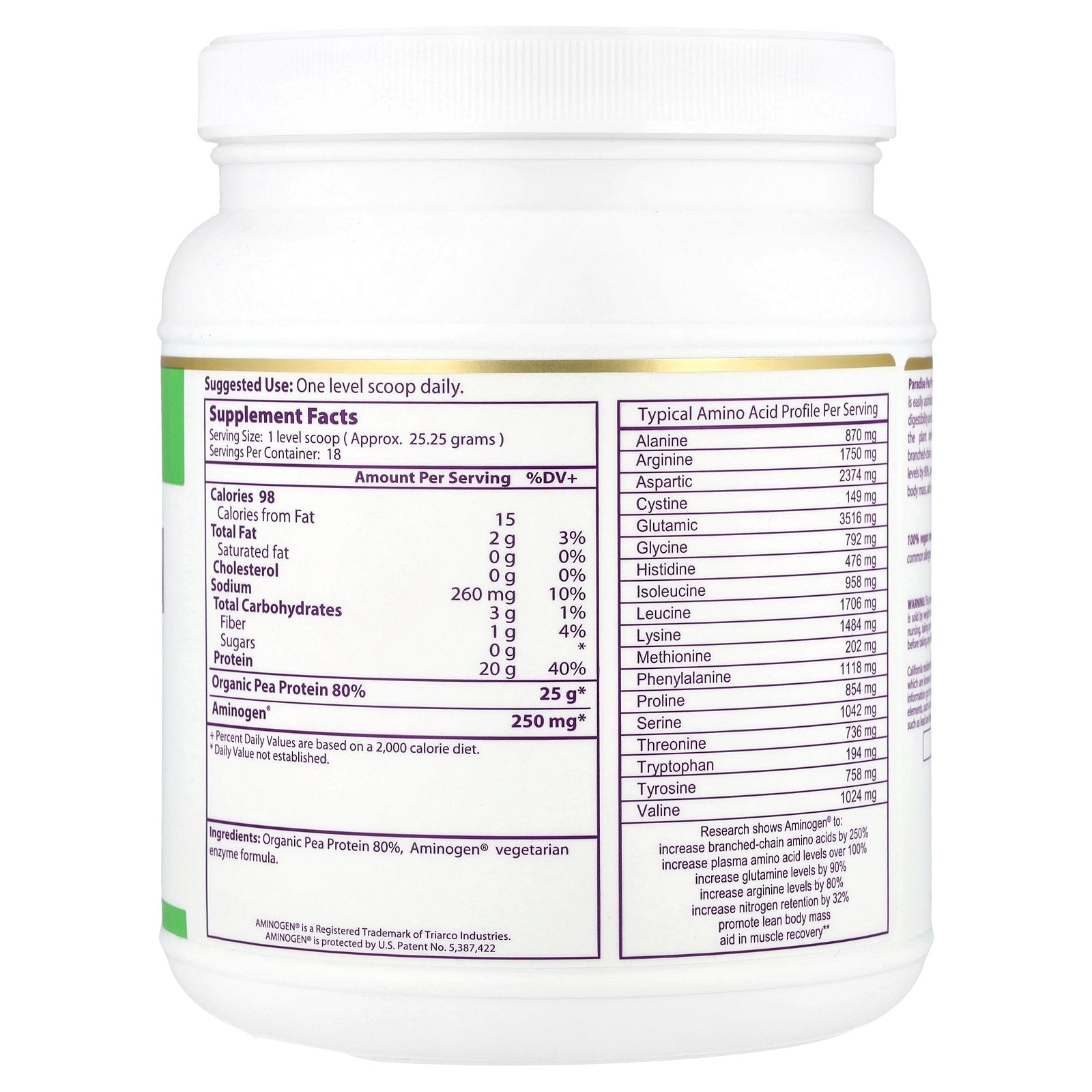Foto 3 pulgar | Proteína En Polvo Paradise Herbs Proteína De Guisante Sin Sabor  454 G - Venta Internacional.
