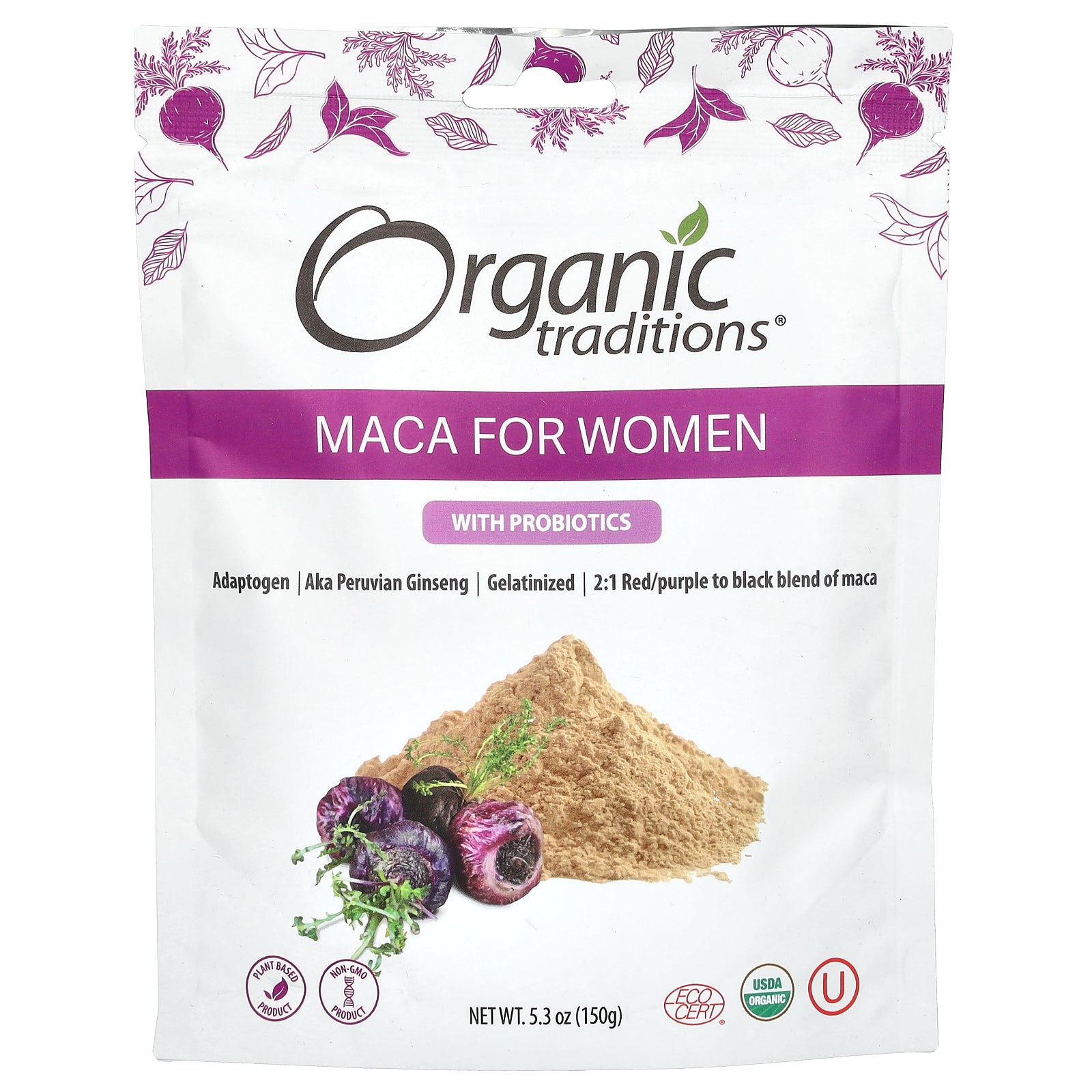 Foto 2 pulgar | Suplemento De Maca Organic Traditions Para Mujeres Con Probióticos 150 G - Venta Internacional.