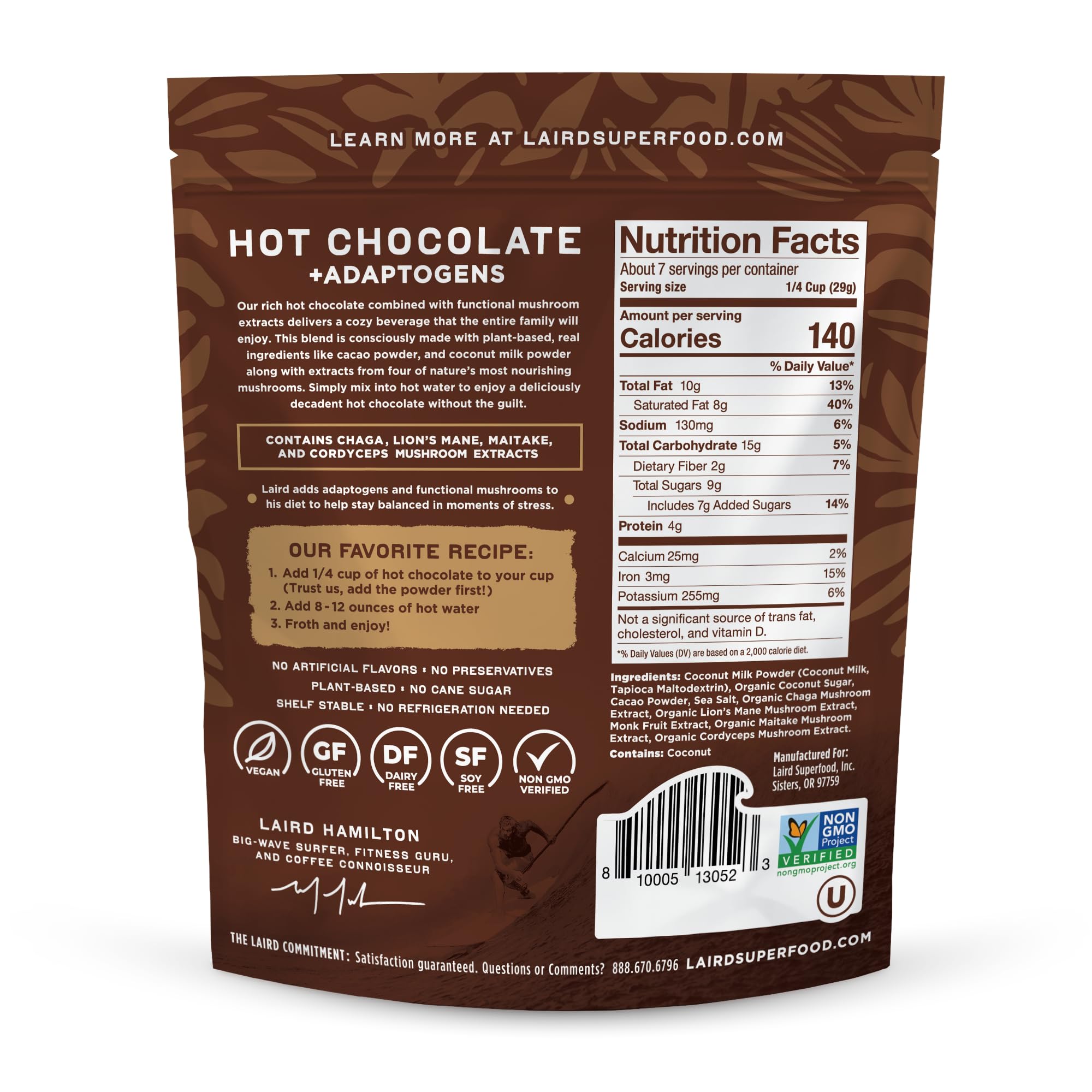 Foto 2 | Hongos Funcionales Laird Superfood De Chocolate Caliente  250 Ml - Venta Internacional.