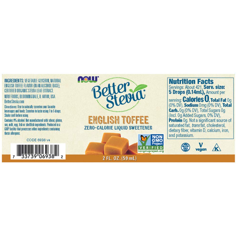 Foto 2 | Sweetener Now Foods Better Stevia Liquid English Toffee 60 Ml - Venta Internacional.