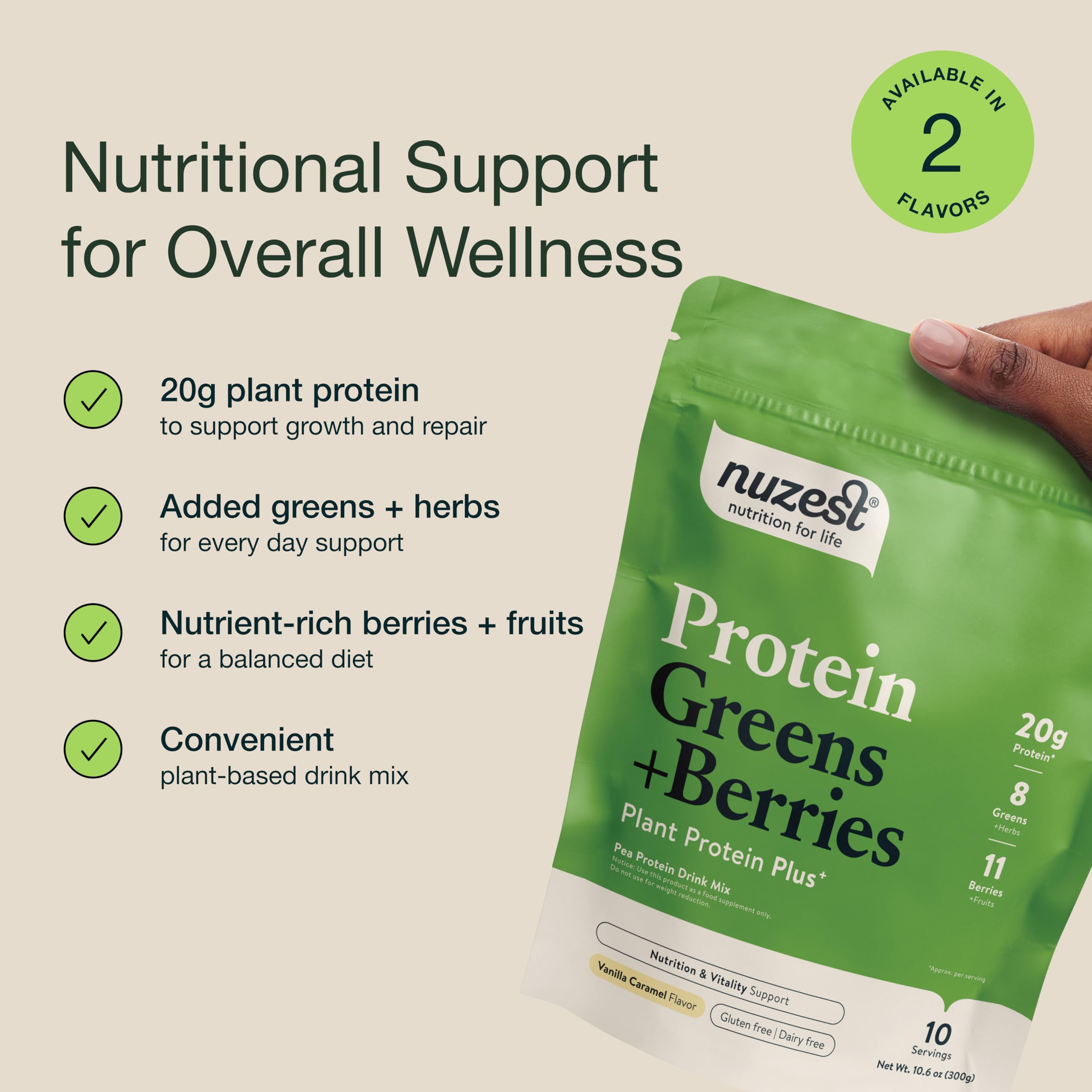 Foto 5 pulgar | Superalimento En Polvo Nuzest Protein Greens + Berries  300 G - Venta Internacional.