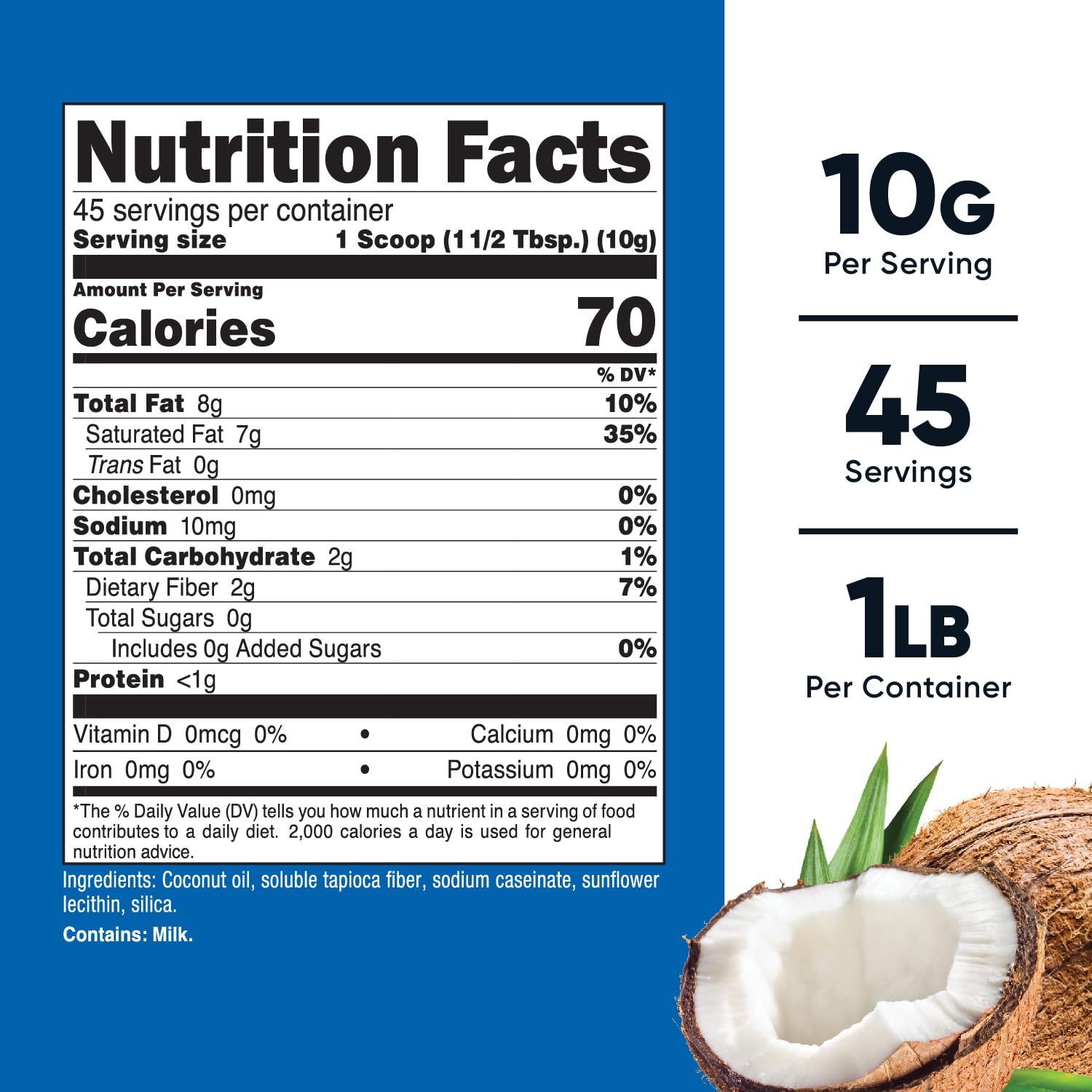 Foto 3 pulgar | Aceite De Coco En Polvo Nutricost 454 G (45 Porciones) Sin Ogm Sin Gluten - Venta Internacional.