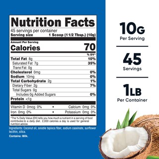 Foto 2 | Aceite De Coco En Polvo Nutricost 454 G (45 Porciones) Sin Ogm Sin Gluten - Venta Internacional.