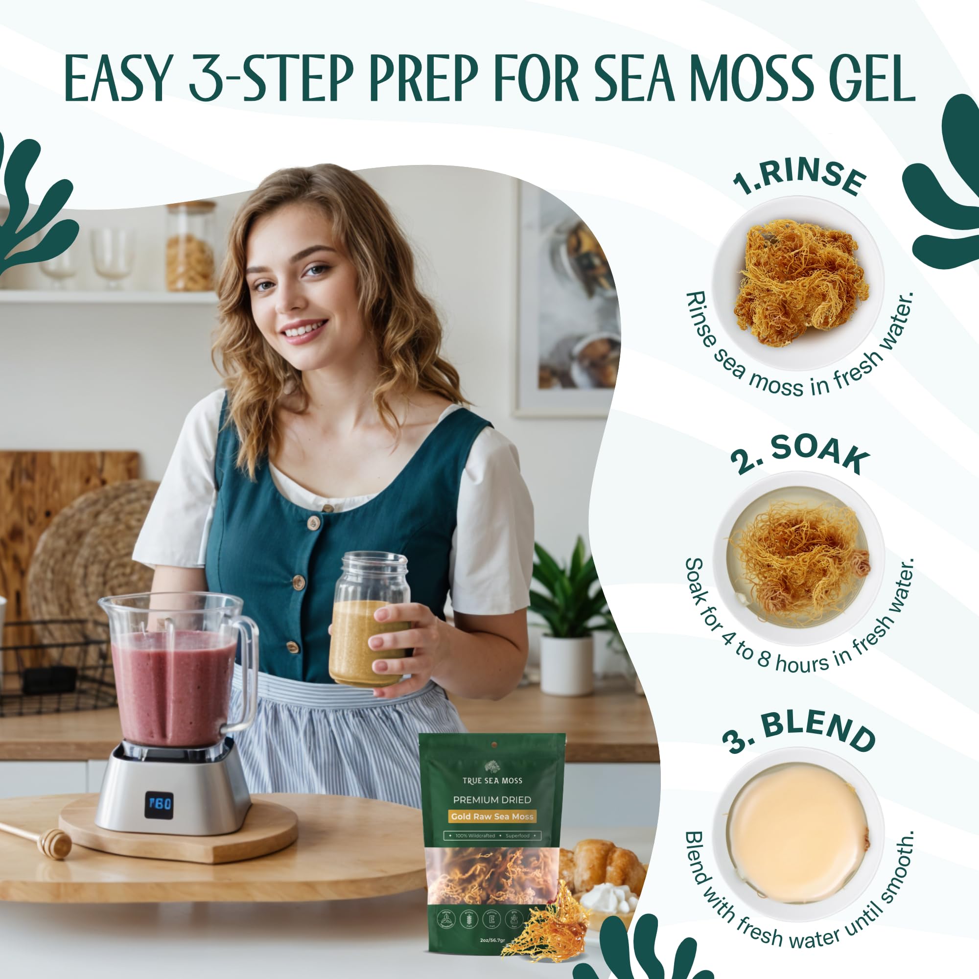 Foto 5 | Sea Moss Trueseamoss  Gel De Musgo Marino Irlandés Crudo  100 Ml  Paquete De 8 Onzas - Venta Internacional.