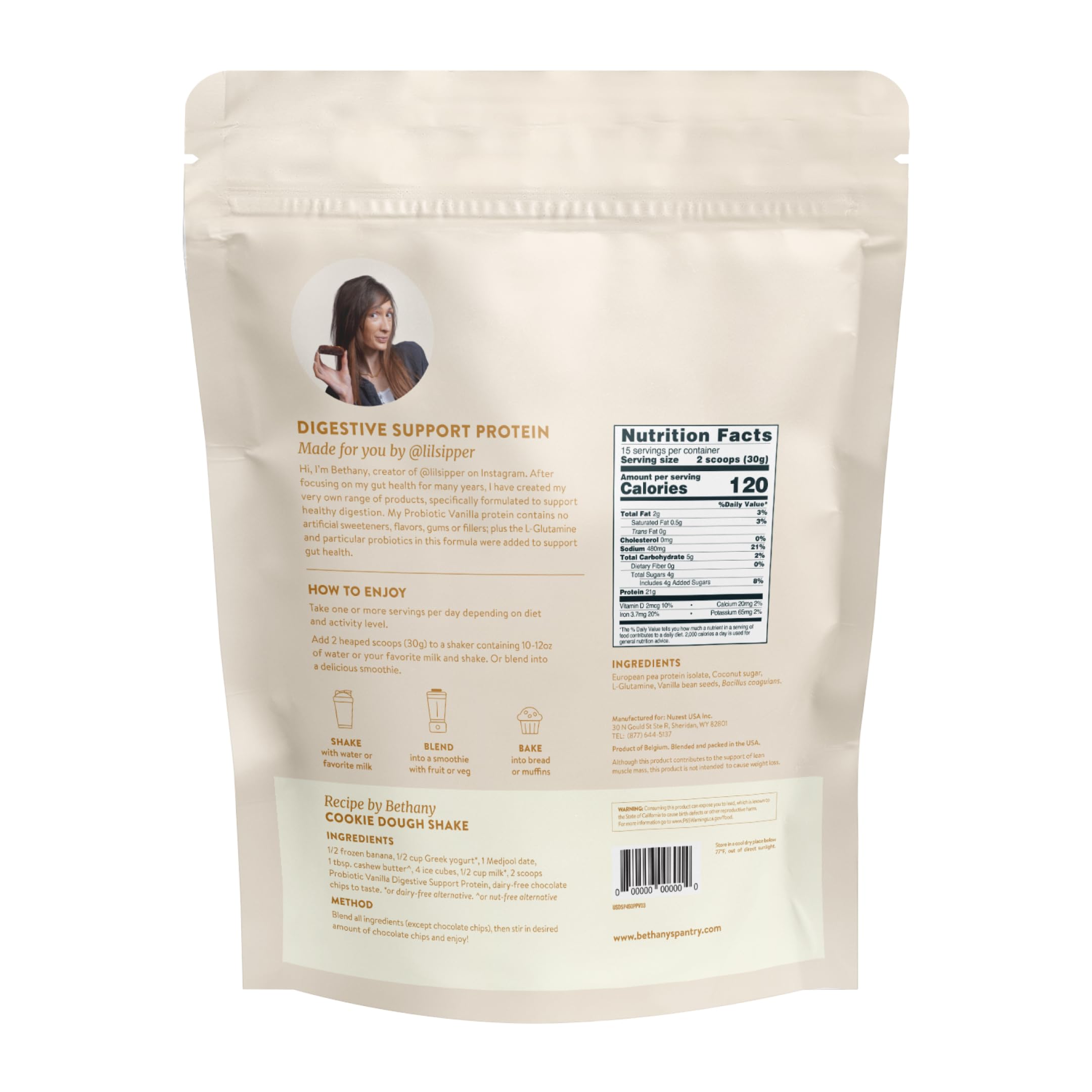 Foto 8 pulgar | Proteína En Polvo Nuzest Bethany's Pantry Digestive Support 454 G - Venta Internacional.