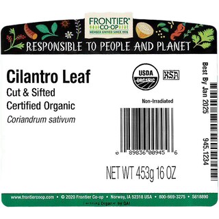 Foto 2 | Condimento De Cilantro Seco Frontier Co-op Organic Bolsa A Granel De 454 G - Venta Internacional.