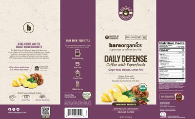 Foto 2 | Café Bareorganics Artesanal Daily Defense 300 Ml Tostado Oscuro - Venta Internacional.