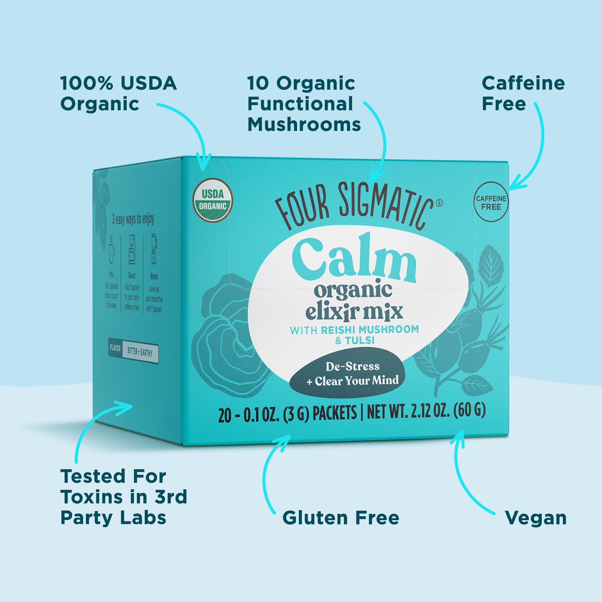 Foto 2 | Elixir Mix Four Sigmatic Reishi  Descafeinado  20 Paquetes - Venta Internacional.