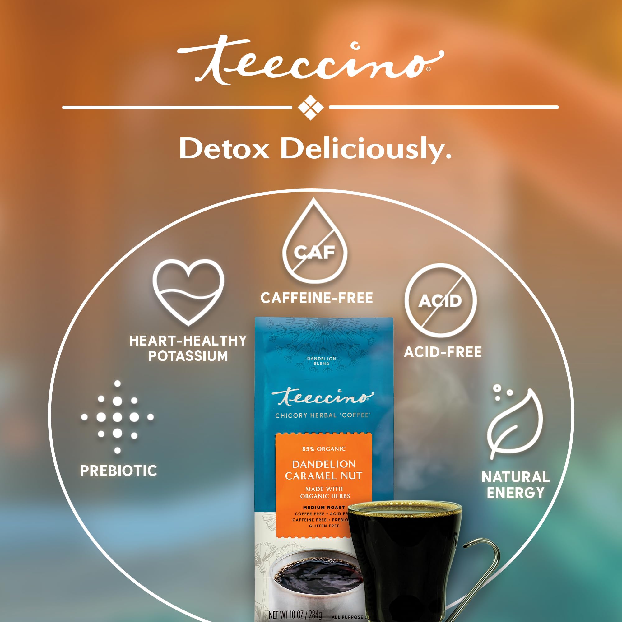 Foto 3 | Café De Hierbas Teeccino Con Caramelo Y Diente De León  300 Ml  Tostado Medio - Venta Internacional.