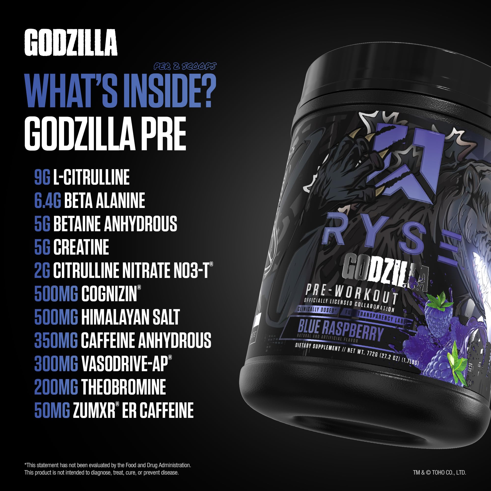 Foto 5 pulgar | Polvo Para Antes Del Entrenamiento Ryse Godzilla X Noel Deyzel Blue Raspberry - Venta Internacional.