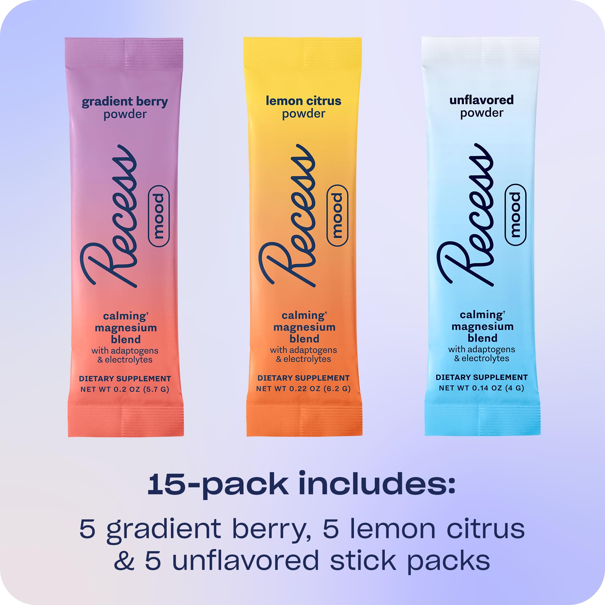 Foto 3 pulgar | Pack De Muestras Drink Mix Powder Recess Mood De 15 Unidades Con Magnesio - Venta Internacional.