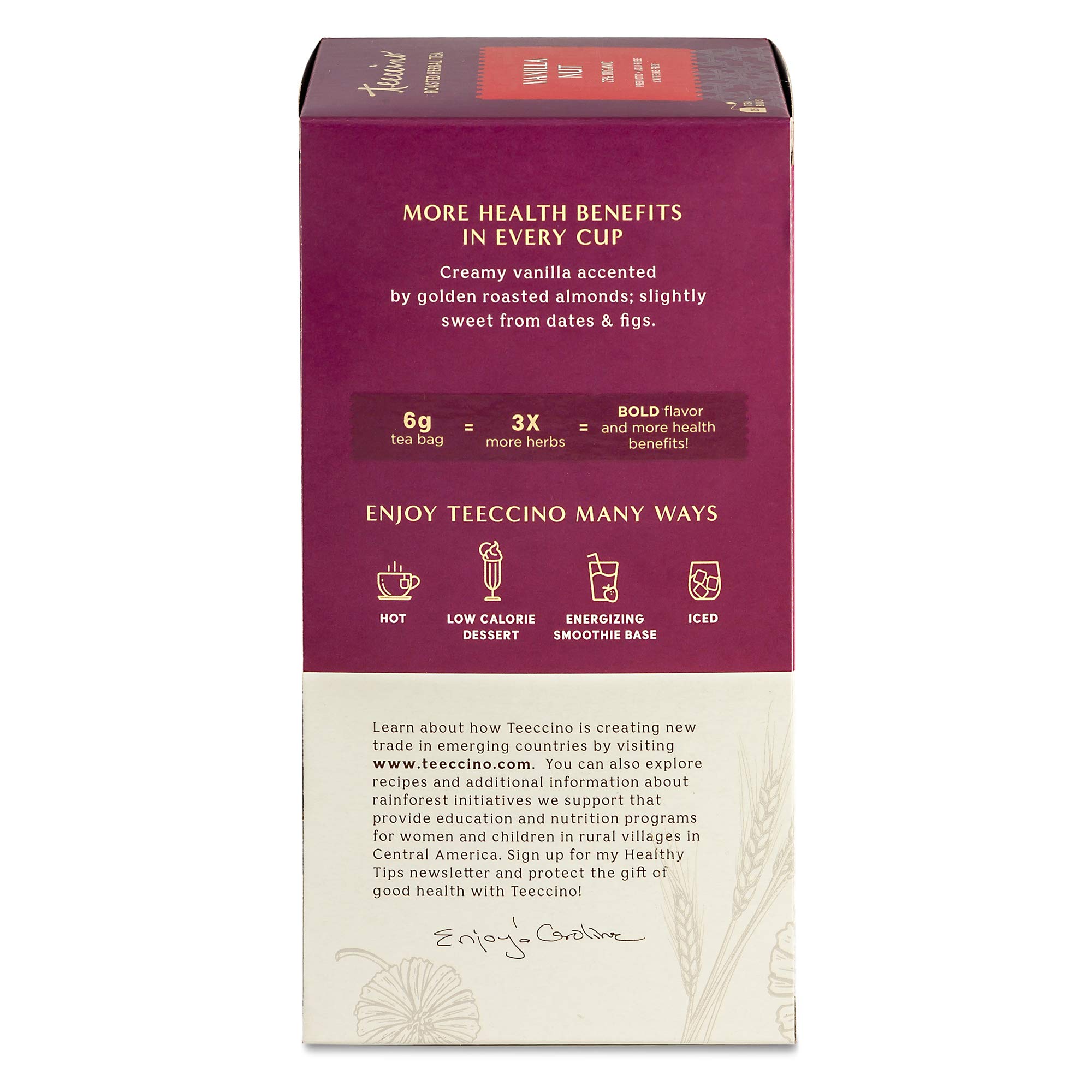 Foto 6 pulgar | Té De Hierbas Teeccino  Vainilla Y Nuez  25 Bolsitas De Té Sin Cafeína - Venta Internacional.