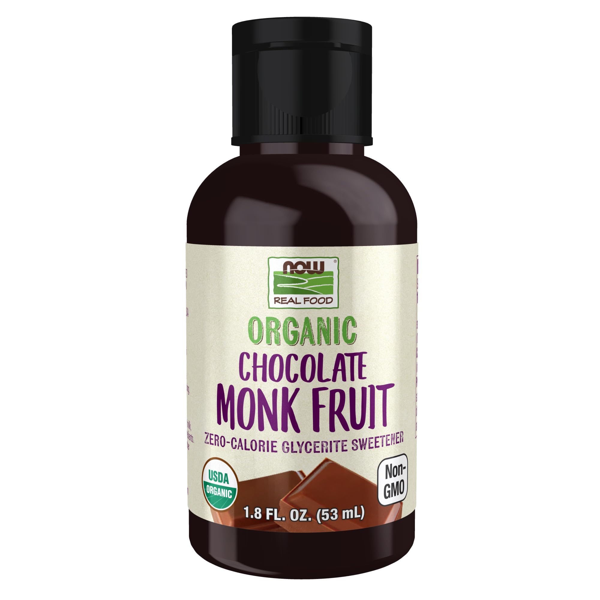 Foto 2 pulgar | Chocolate Líquido Orgánico Con Fruta De Monje  Edulcorante Now Foods  50 Ml - Venta Internacional.