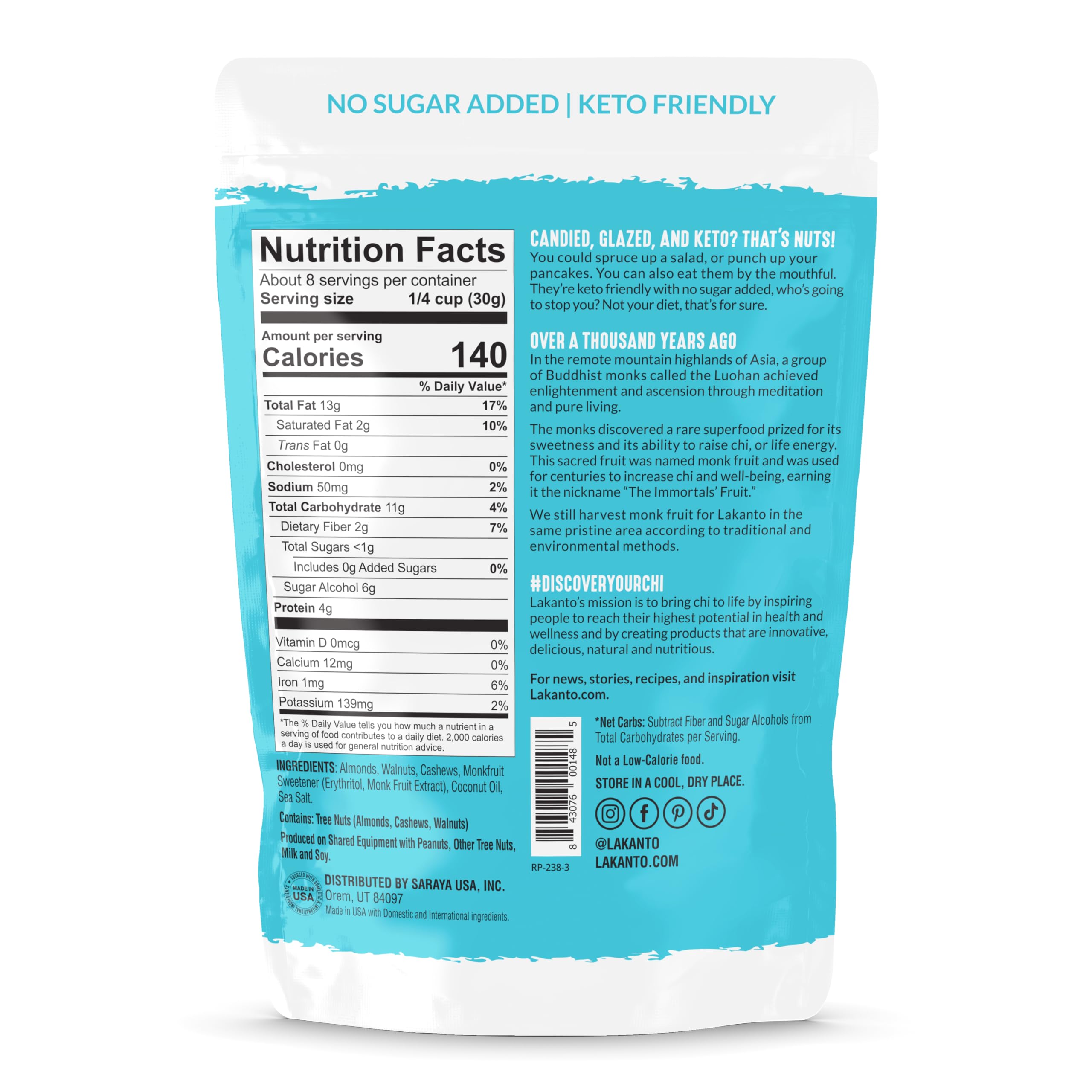 Foto 3 pulgar | Frutos Secos Confitados Lakanto  Glaseados Simples  Sin Azúcar Añadido  Veganos  150 G - Venta Internacional.