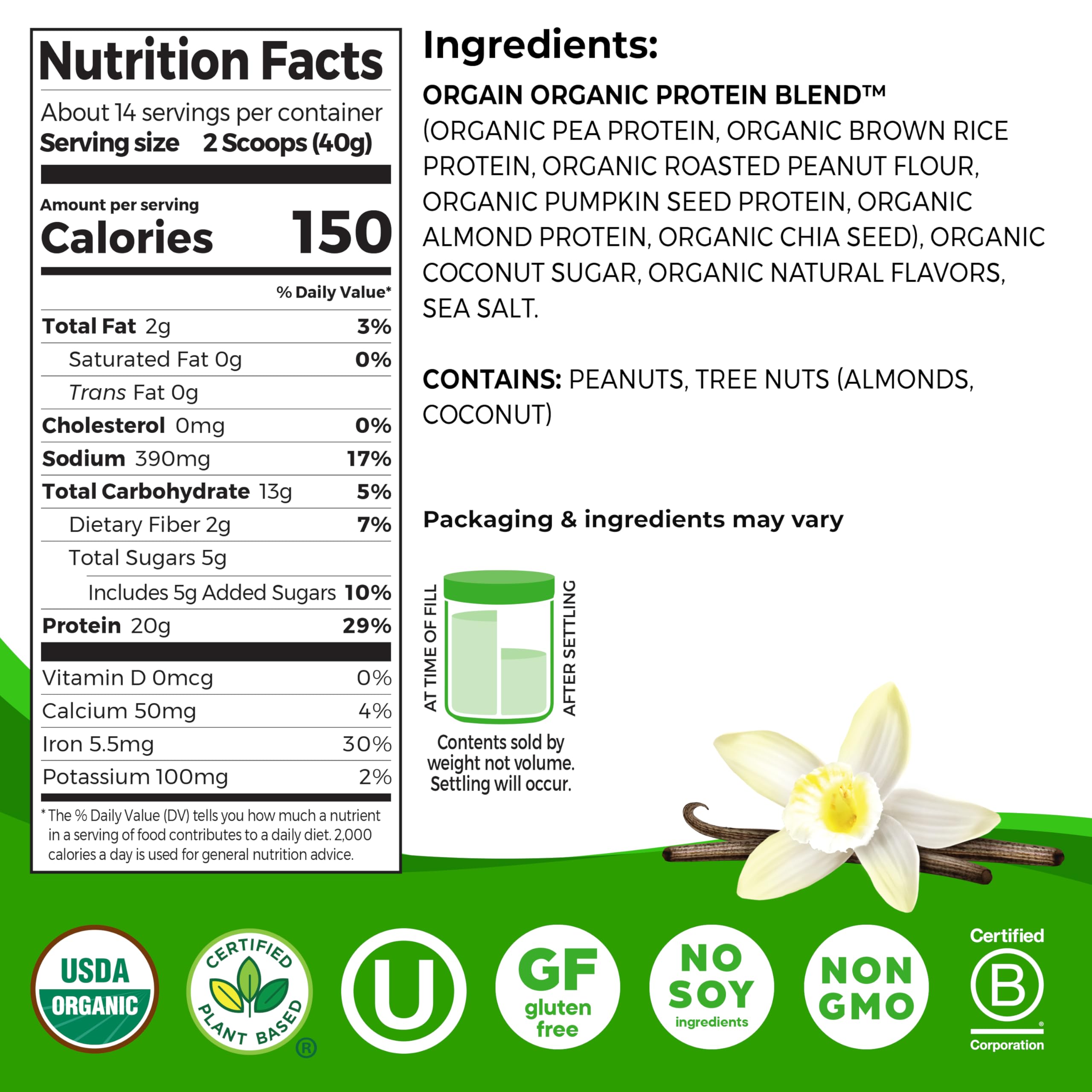Foto 3 pulgar | Proteína En Polvo Orgain Orgain Organic Simple Vegan Vainilla 567g - Venta Internacional.