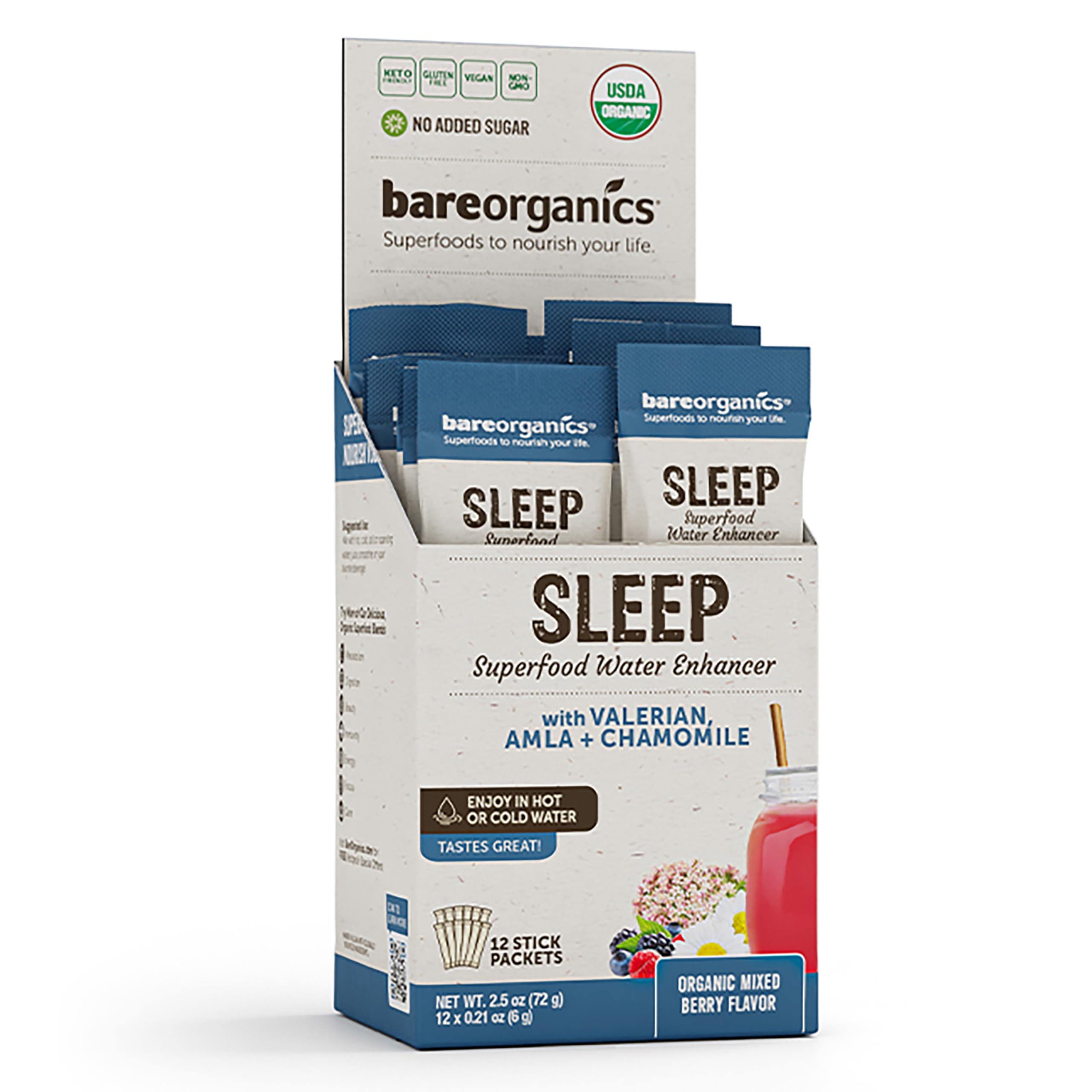 Foto 8 pulgar | Superalimento Para Dormir Para Llevar Bareorganics  Potenciador De Agua  12 X 12 - Venta Internacional.