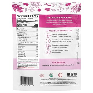Foto 2 | Suplemento Antioxidante Berry Blast De Organic Traditions 100 G - Venta Internacional.
