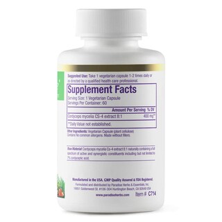 Foto 2 | Suplemento De Extracto De Cordyceps Cs-4 De Paradise Herbs 60 Cápsulas - Venta Internacional.