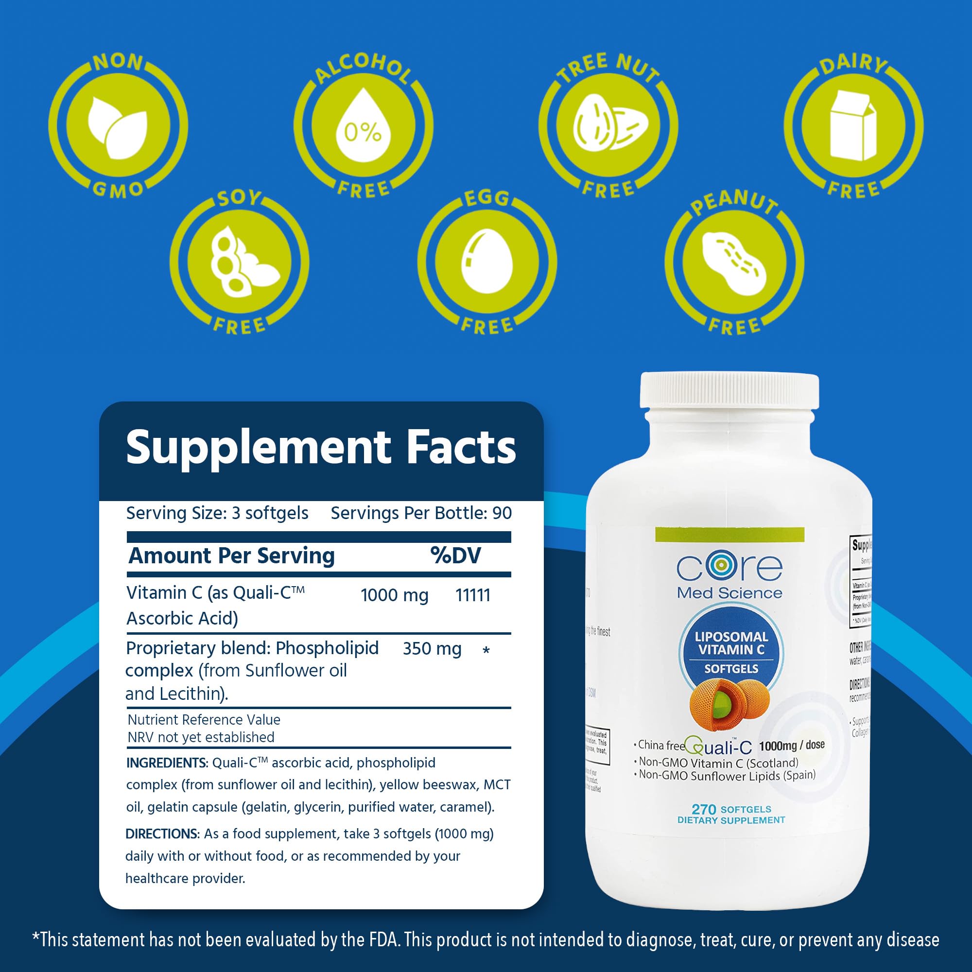 Foto 3 | Suplemento Core Med Science De Vitamina C Liposomal  1000 Mg  270 Cápsulas Blandas - Venta Internacional.