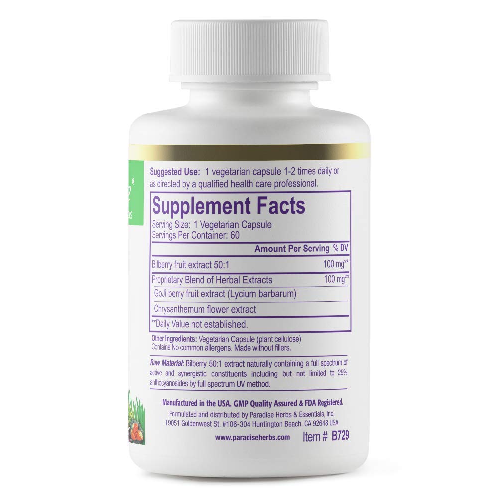 Foto 3 pulgar | Suplementos Paradise Herbs Bilberry Con Goji Y Crisantemo - Venta Internacional.