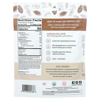 Foto 2 | Bebida Organic Traditions Con Chocolate Con Leche 150 G Con Ashwagandha - Venta Internacional.