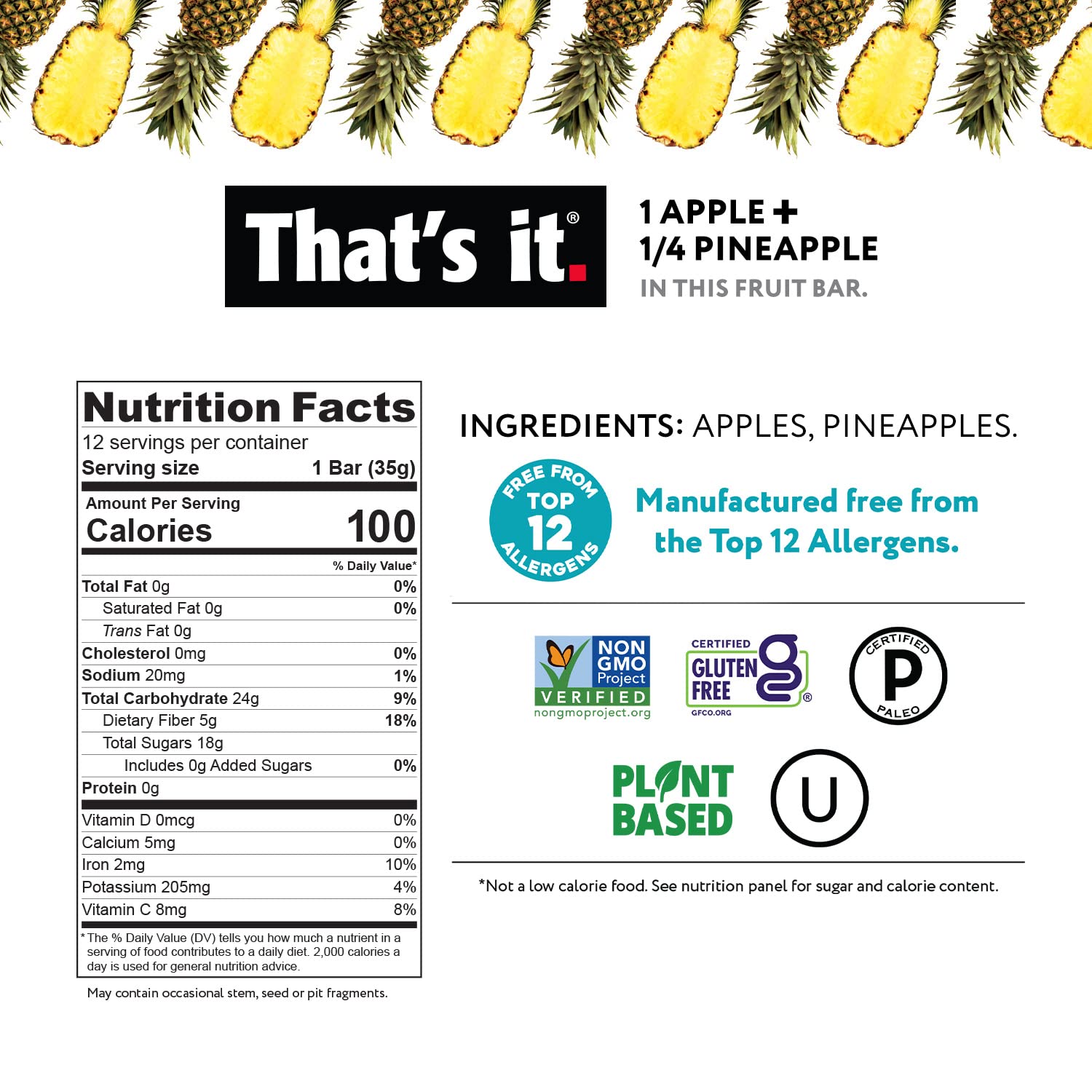 Foto 4 pulgar | Bar De Frutas Eso Es Todo. Apple + Pineapple 100% Natural (paquete De 12) - Venta Internacional.