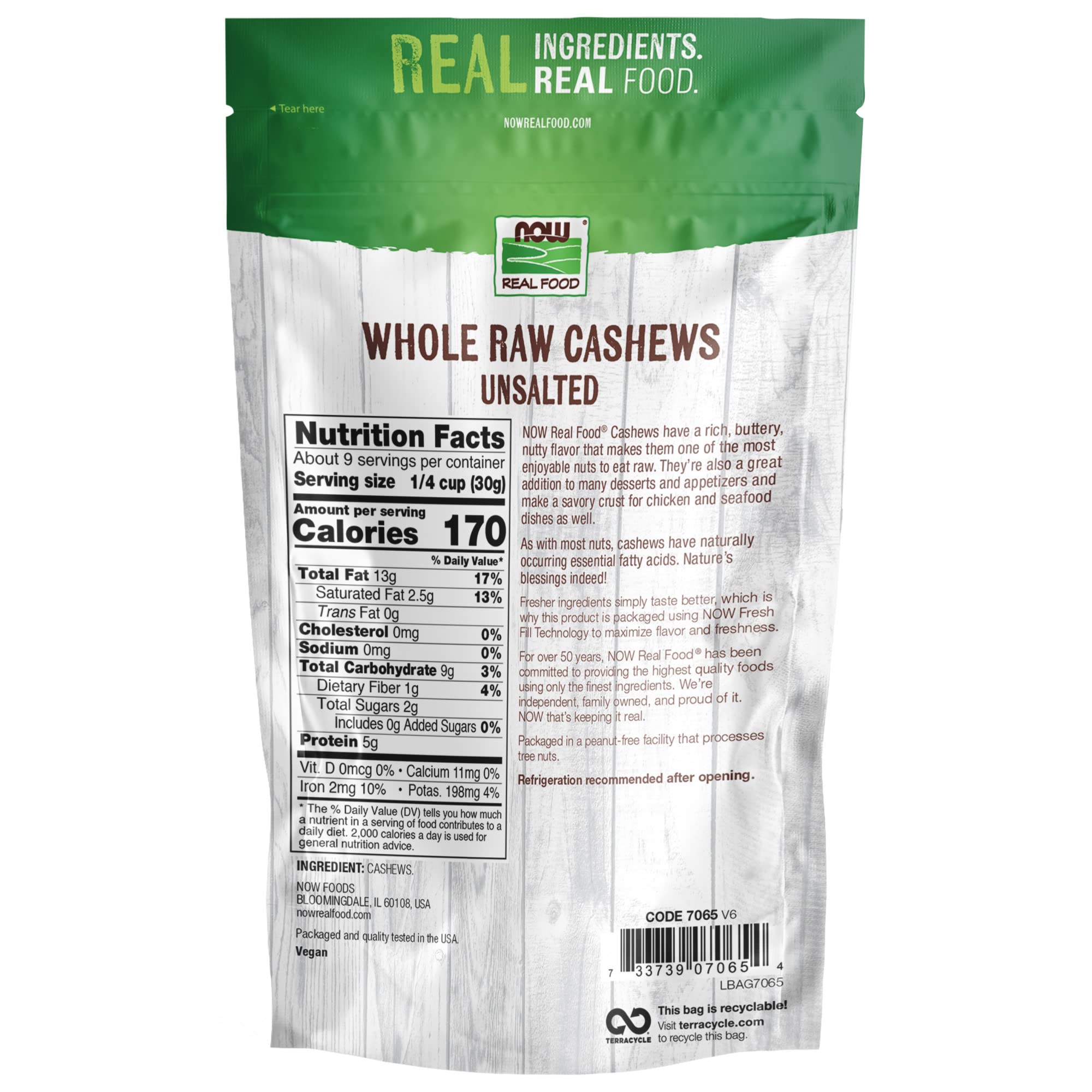 Foto 3 pulgar | Anachews Now Foods Whole Raw Sin Sal  Fuente De Proteína De Fibra  280 Ml - Venta Internacional.