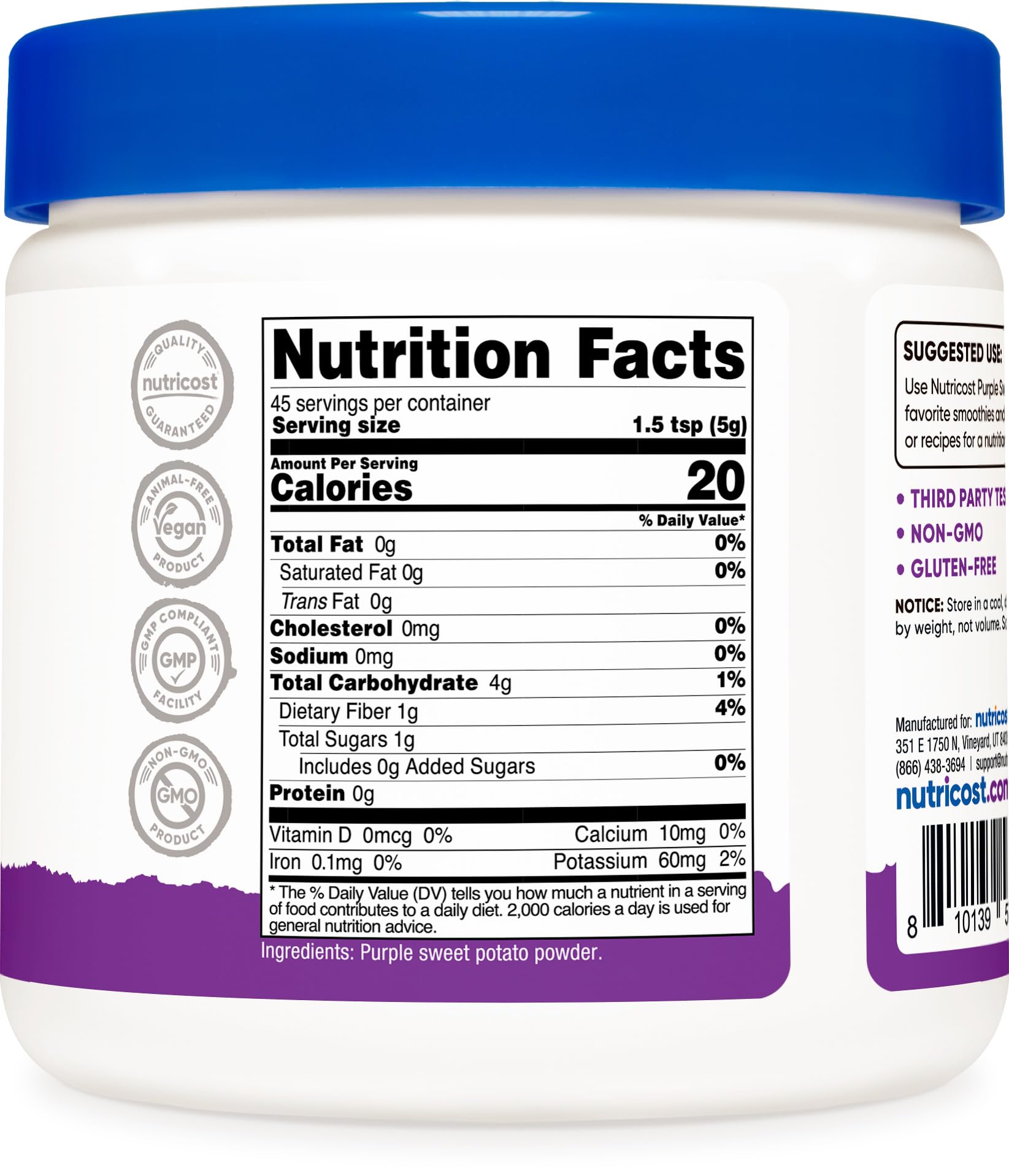 Foto 6 pulgar | Batata Morada En Polvo Nutricost  240 Ml  Sin Gluten  Vegana - Venta Internacional.
