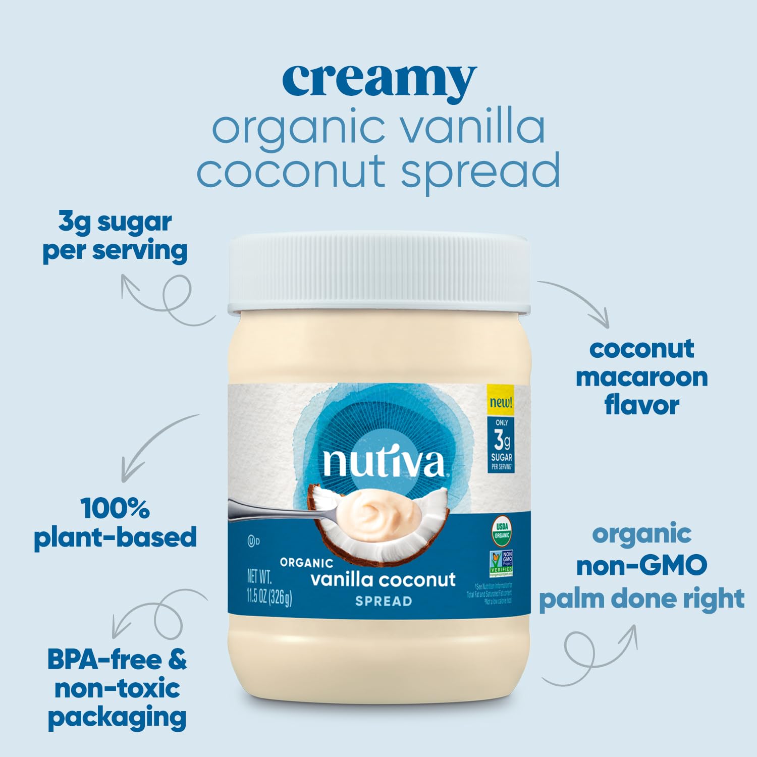 Foto 4 pulgar | Crema De Coco Nutiva Organic Vanilla 340 Ml 3 G De Azúcar Baja En Carbohidratos - Venta Internacional.