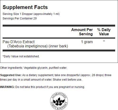 Foto 2 | Extracto Líquido De Corteza De Swanson Pau D'arco  Sin Alcohol Ni Azúcar  29 6 Ml - Venta Internacional.