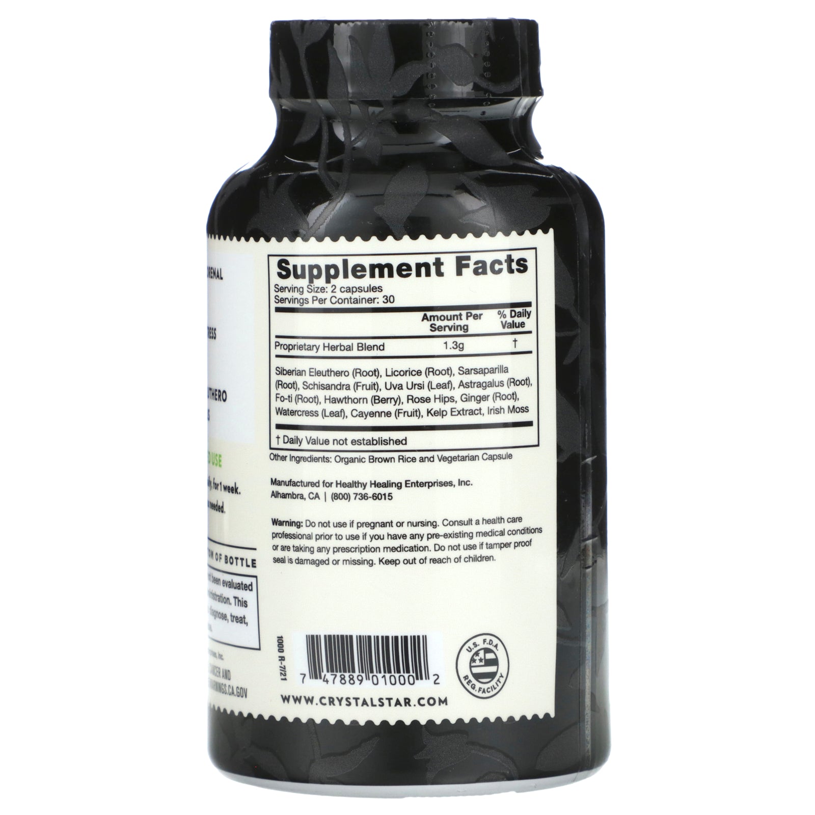 Foto 3 pulgar | Suplemento Crystal Star Adrenal Support 60 Cápsulas Vegetarianas - Venta Internacional.