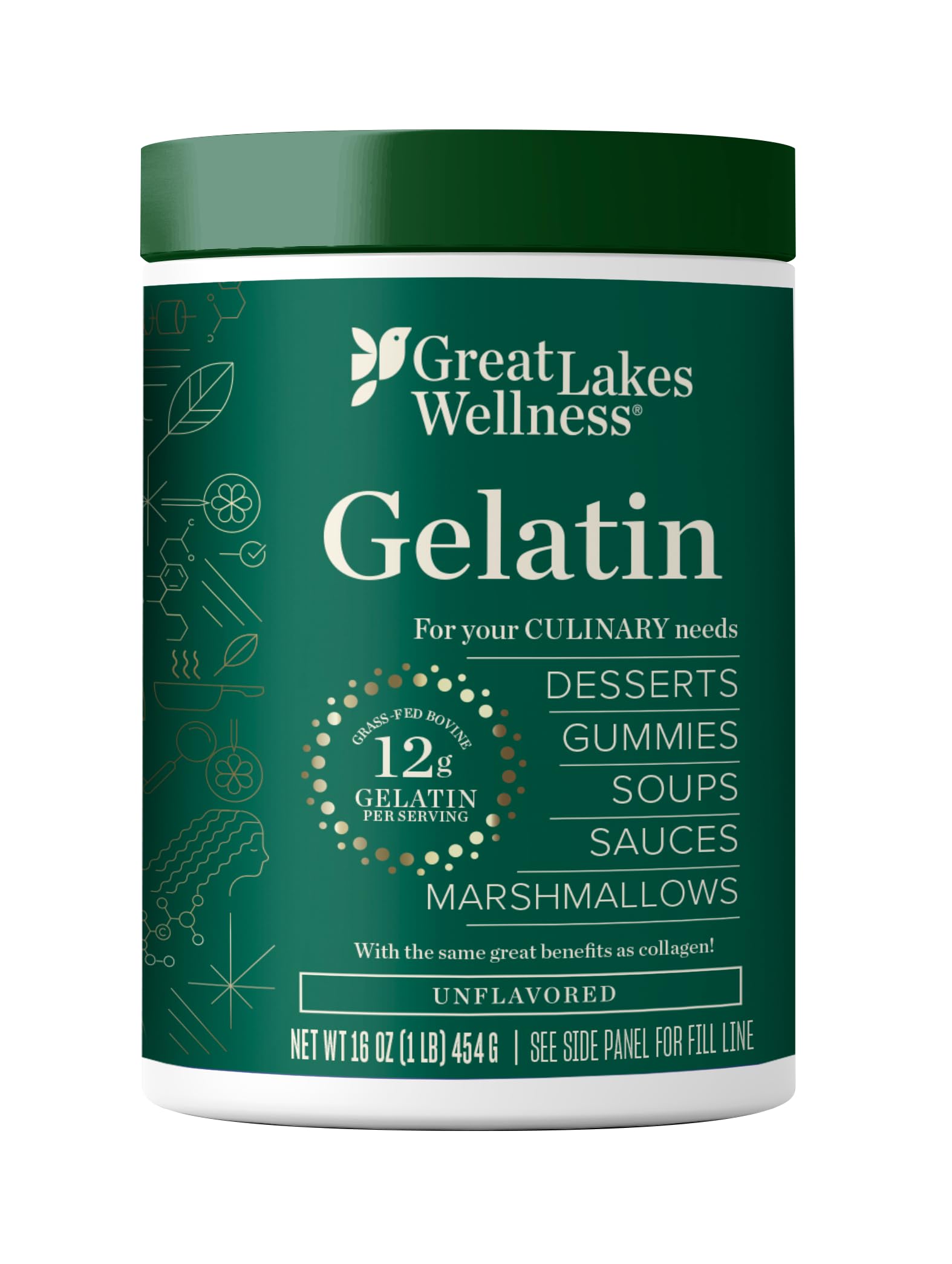 Foto 2 pulgar | Gelatina De Res En Polvo Great Lakes Wellness 473 Ml Para Uso Culinario - Venta Internacional.