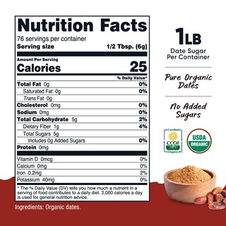 Foto 2 | Azúcar De Dátil Orgánico Nutricost 454 G Orgánico Del Usda Vegano - Venta Internacional.