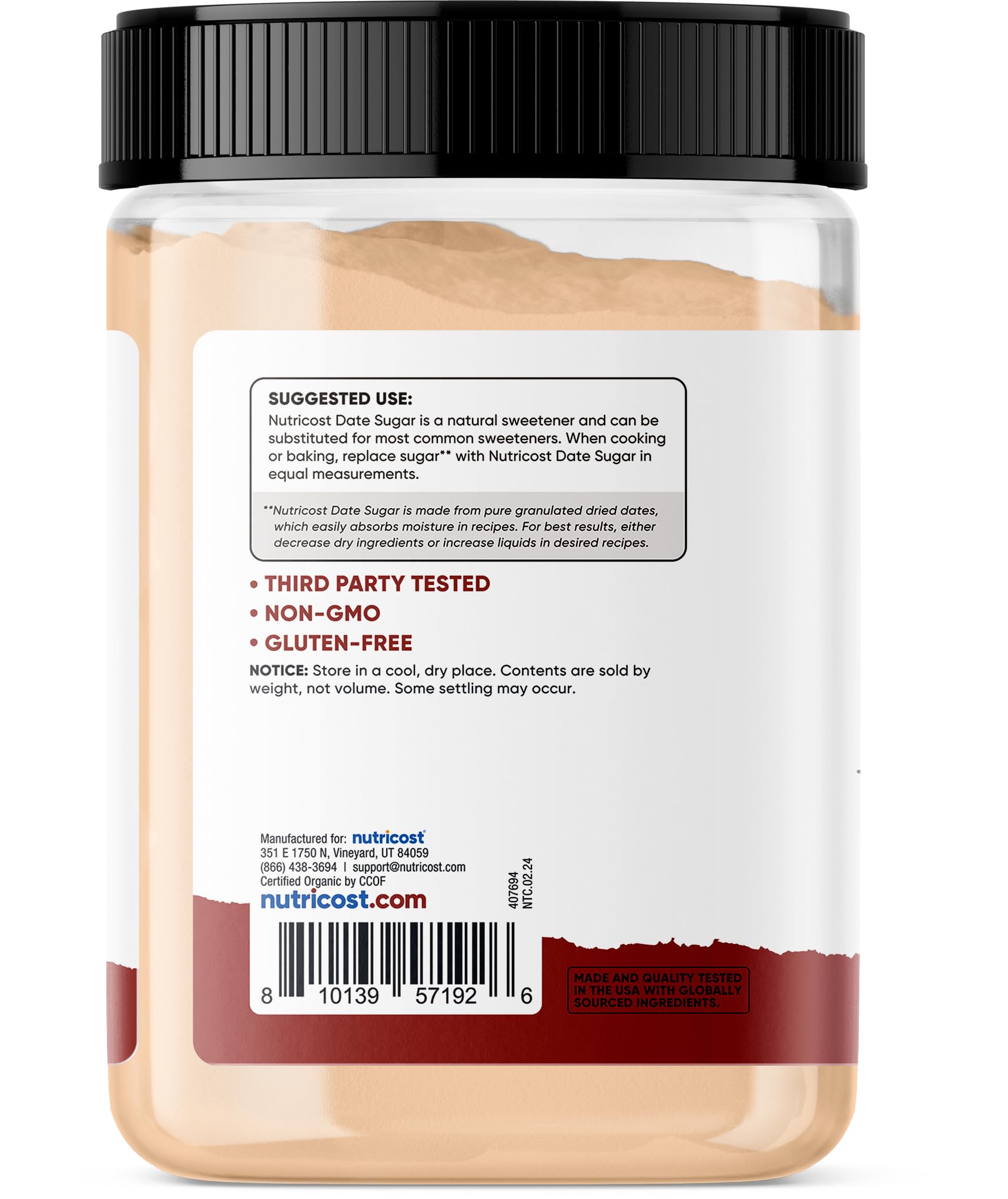 Foto 5 pulgar | Azúcar De Dátil Orgánico Nutricost 454 G  Orgánico Del Usda  Vegano - Venta Internacional.