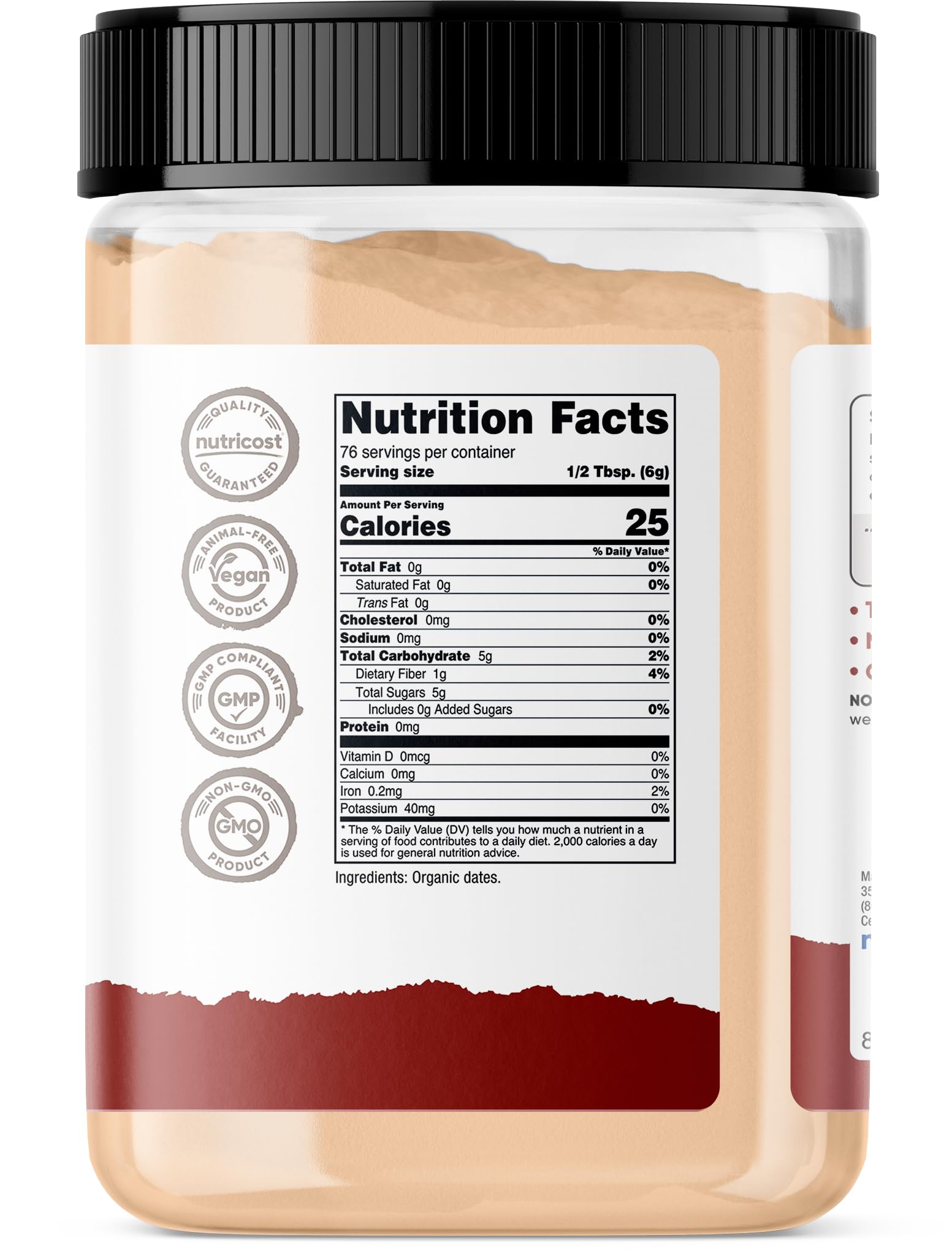 Foto 6 pulgar | Azúcar De Dátil Orgánico Nutricost 454 G  Orgánico Del Usda  Vegano - Venta Internacional.