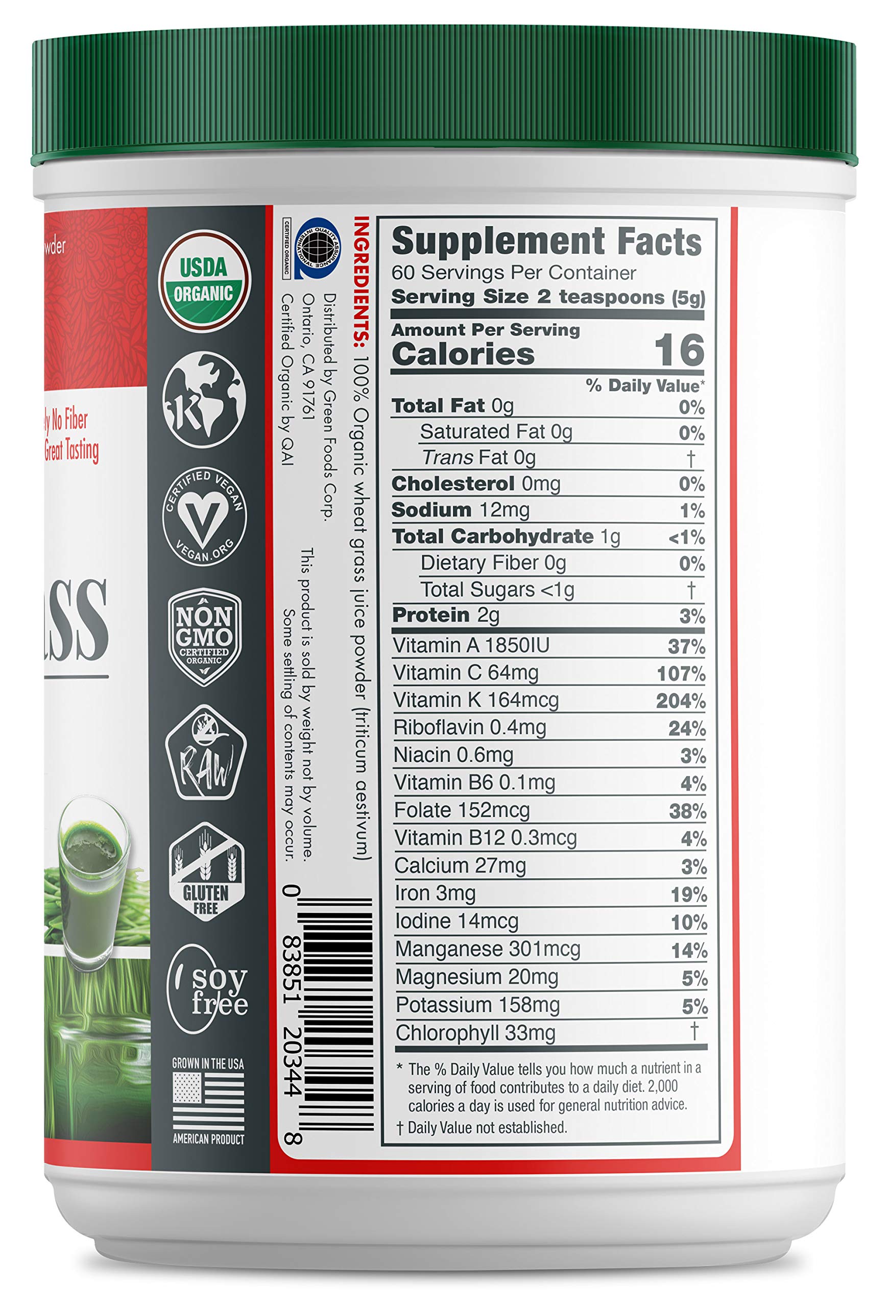 Foto 2 pulgar | Wheat Grass Shots Green Foods Organic  300 Ml  Certificado Kosher - Venta Internacional.
