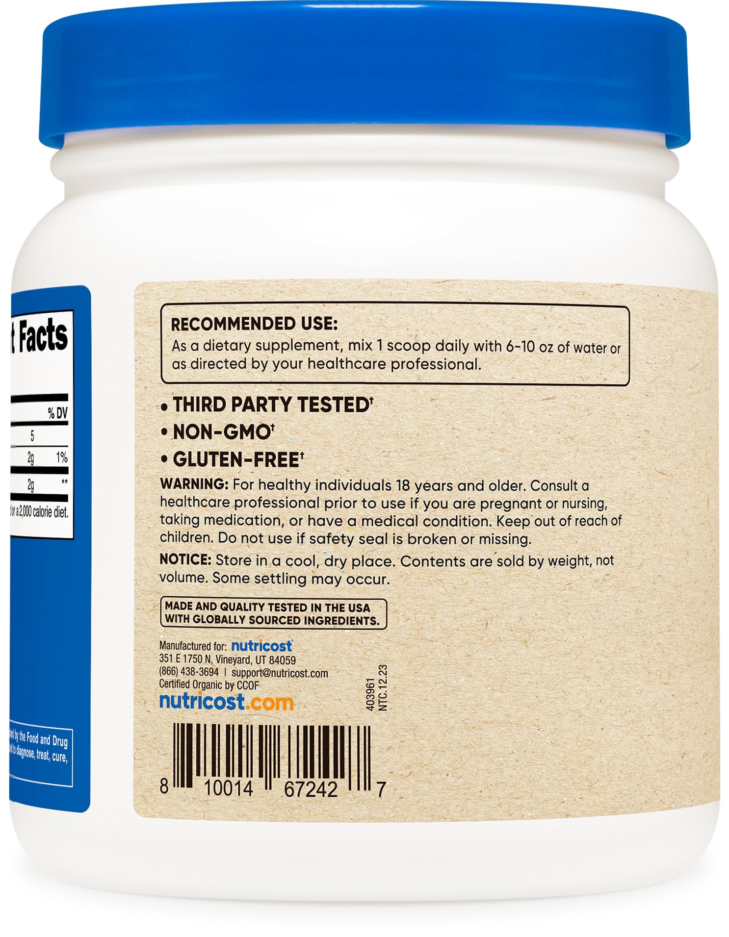 Foto 5 pulgar | Cúrcuma En Polvo Nutricost Organic 454 G (16 Oz) Sin Gluten Del Usda - Venta Internacional.