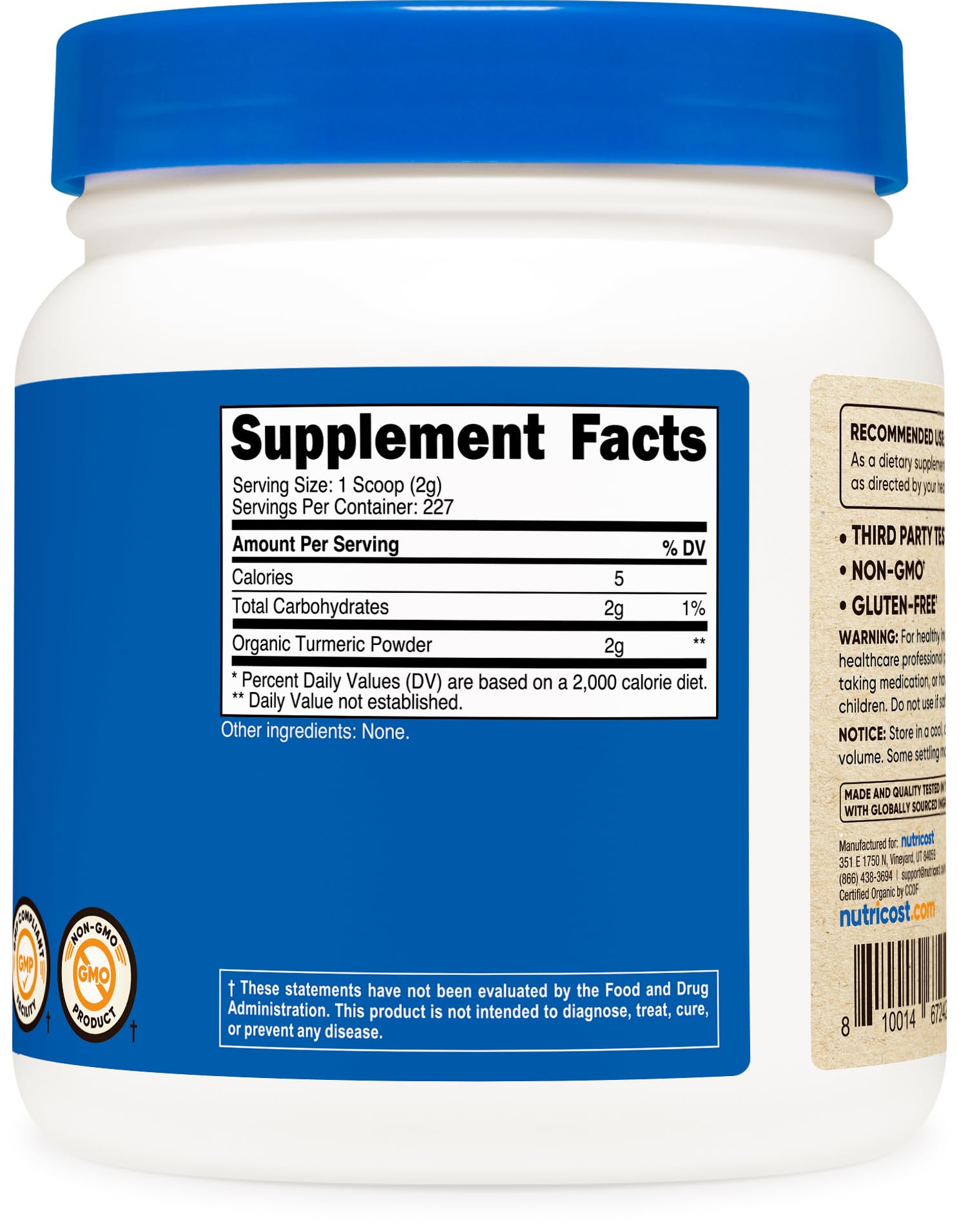 Foto 5 | Cúrcuma En Polvo Nutricost Organic 454 G (16 Oz) Sin Gluten Del Usda - Venta Internacional.