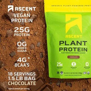 Foto 2 | Proteína En Polvo Ascent Chocolate A Base De Plantas 18 Porciones - Venta Internacional.